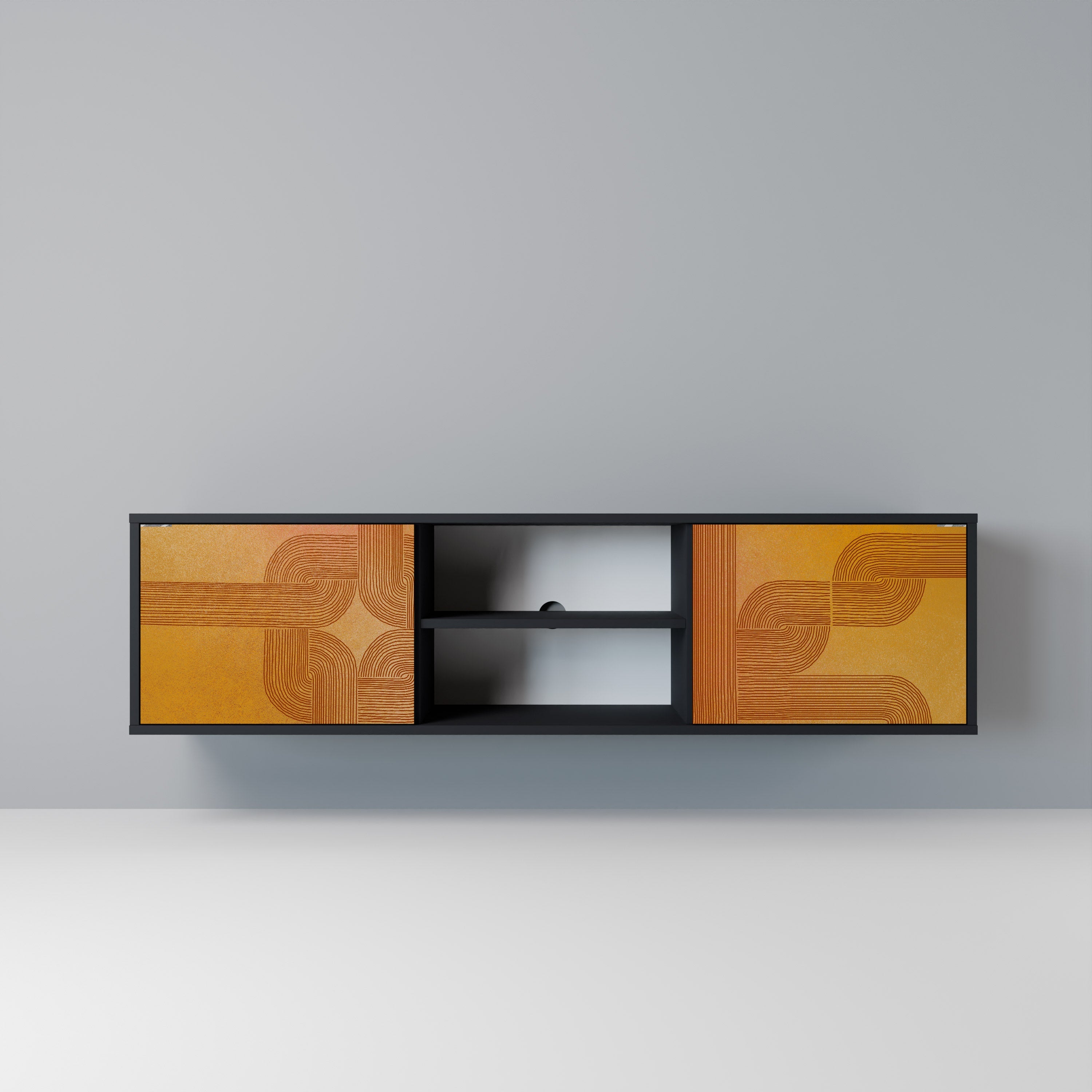 STRENGTHENING RELATION TV-Lowboard mit 2 Türen in Schwarz