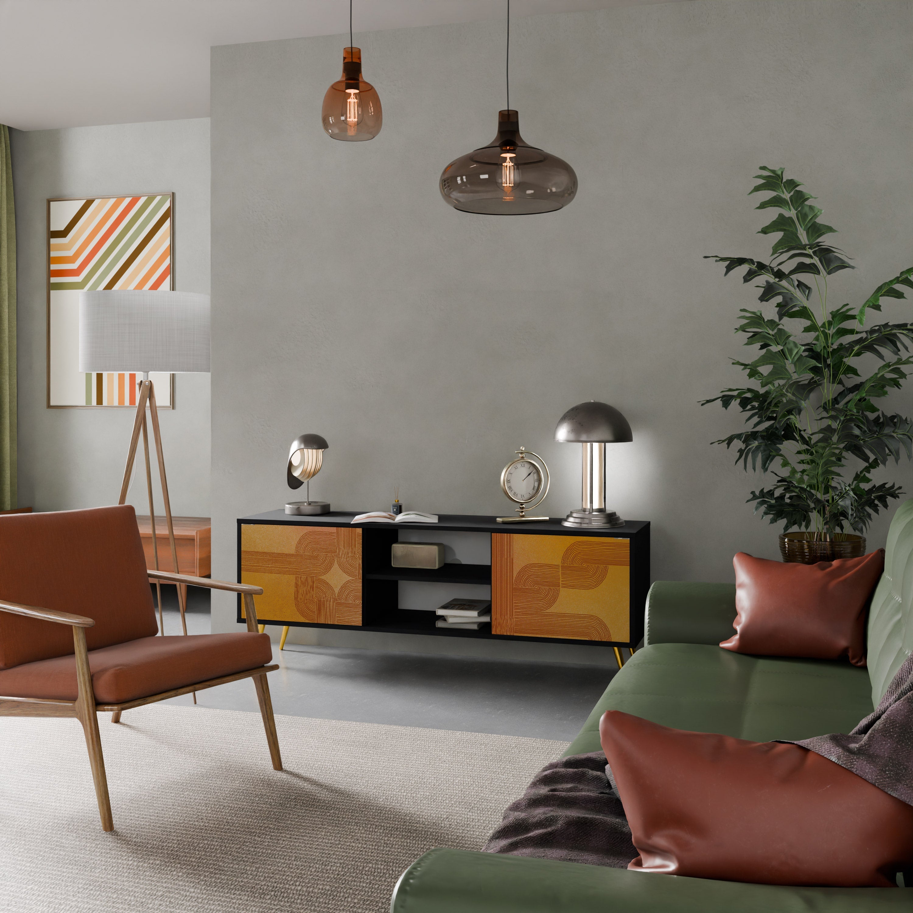 STRENGTHENING RELATION TV-Lowboard mit 2 Türen in Schwarz