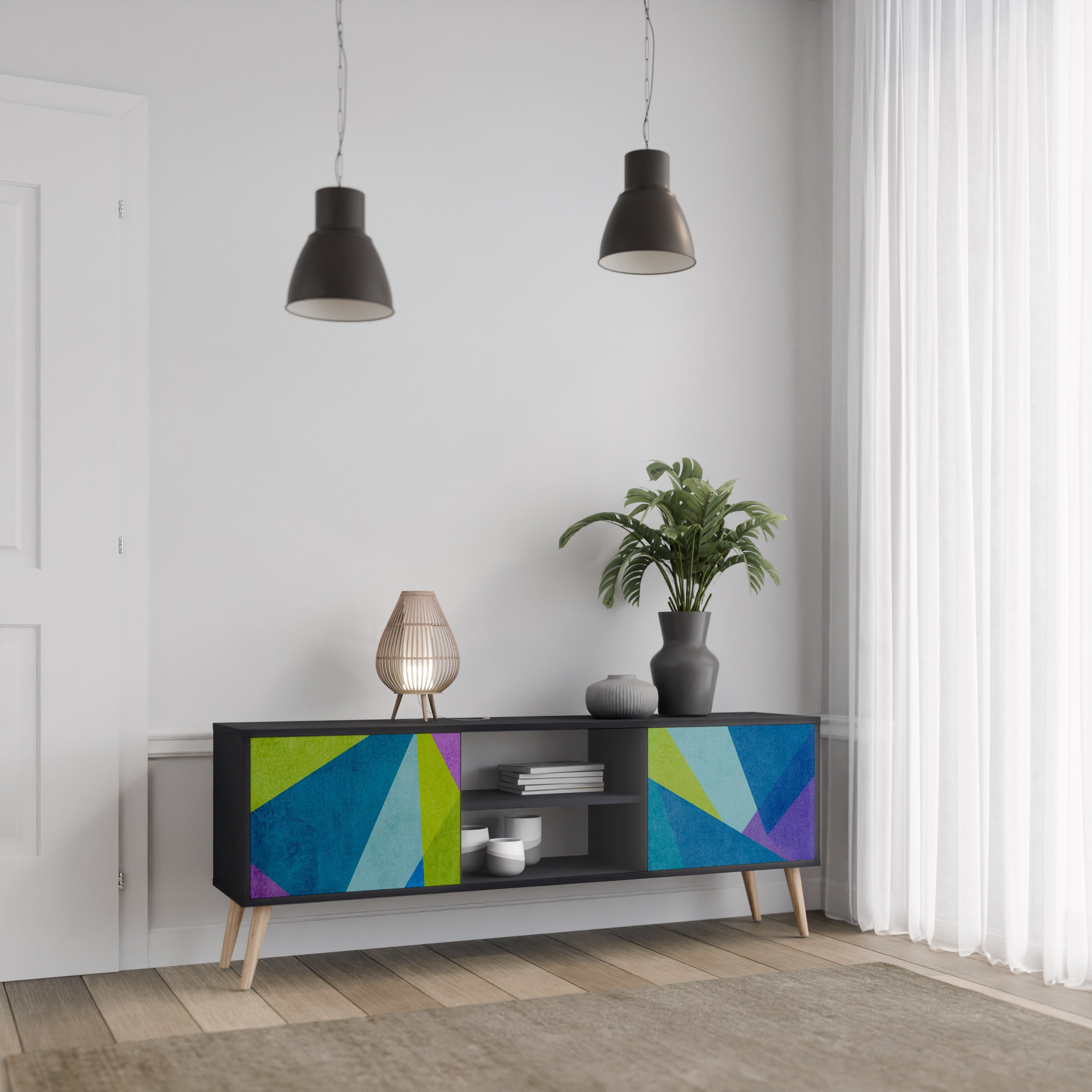 COLD SHOWCASE TV-Lowboard mit 2 Türen in Schwarz