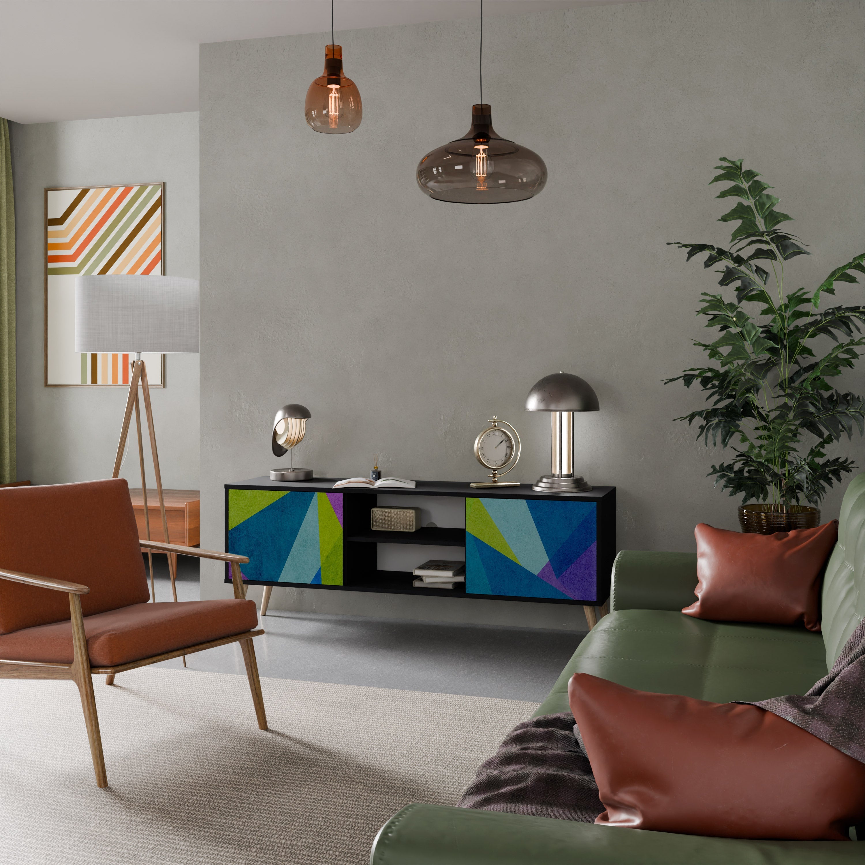 COLD SHOWCASE TV-Lowboard mit 2 Türen in Schwarz