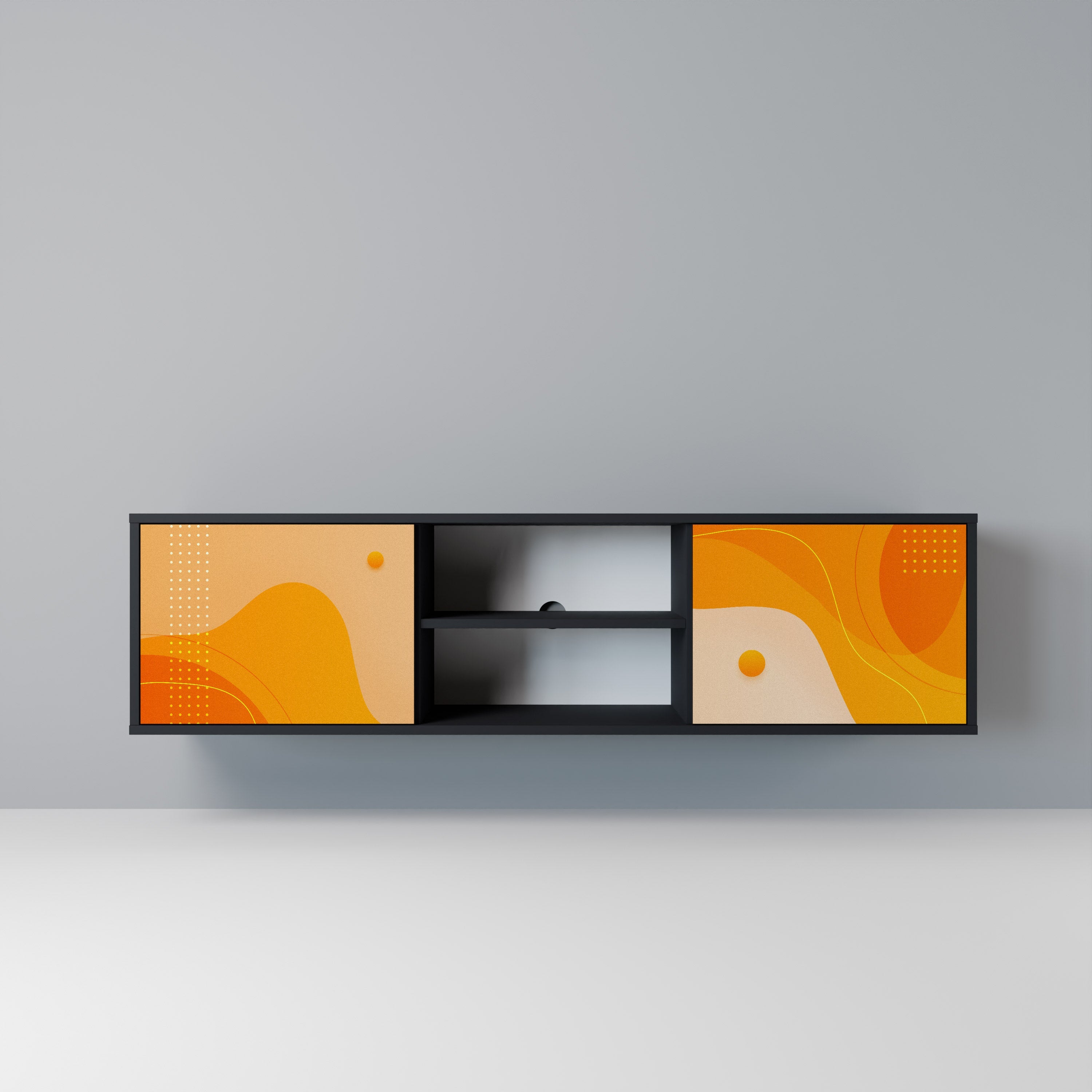 ORANGE ARRANGEMENT TV-Lowboard mit 2 Türen in Schwarz