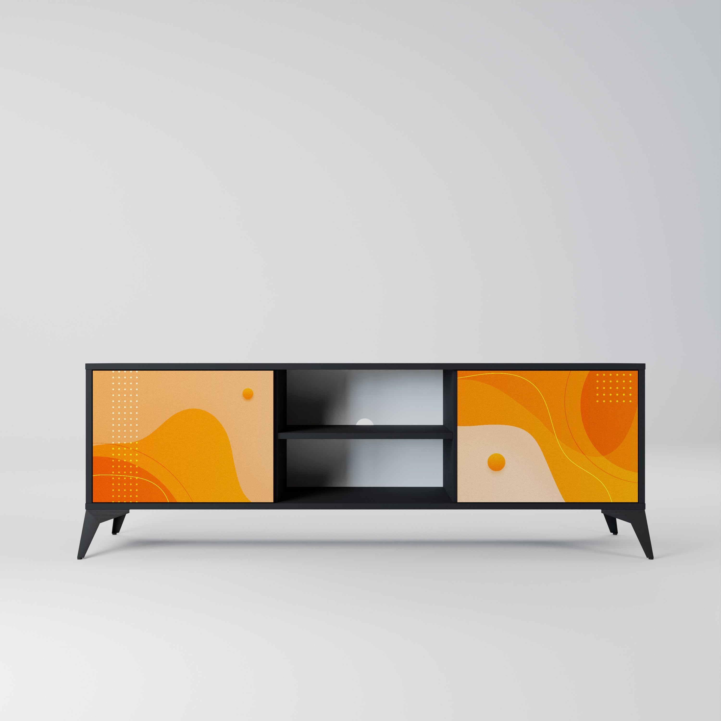 ORANGE ARRANGEMENT TV-Lowboard mit 2 Türen in Schwarz