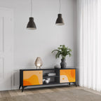 ORANGE ARRANGEMENT 2-Door TV Stand in Black Finish