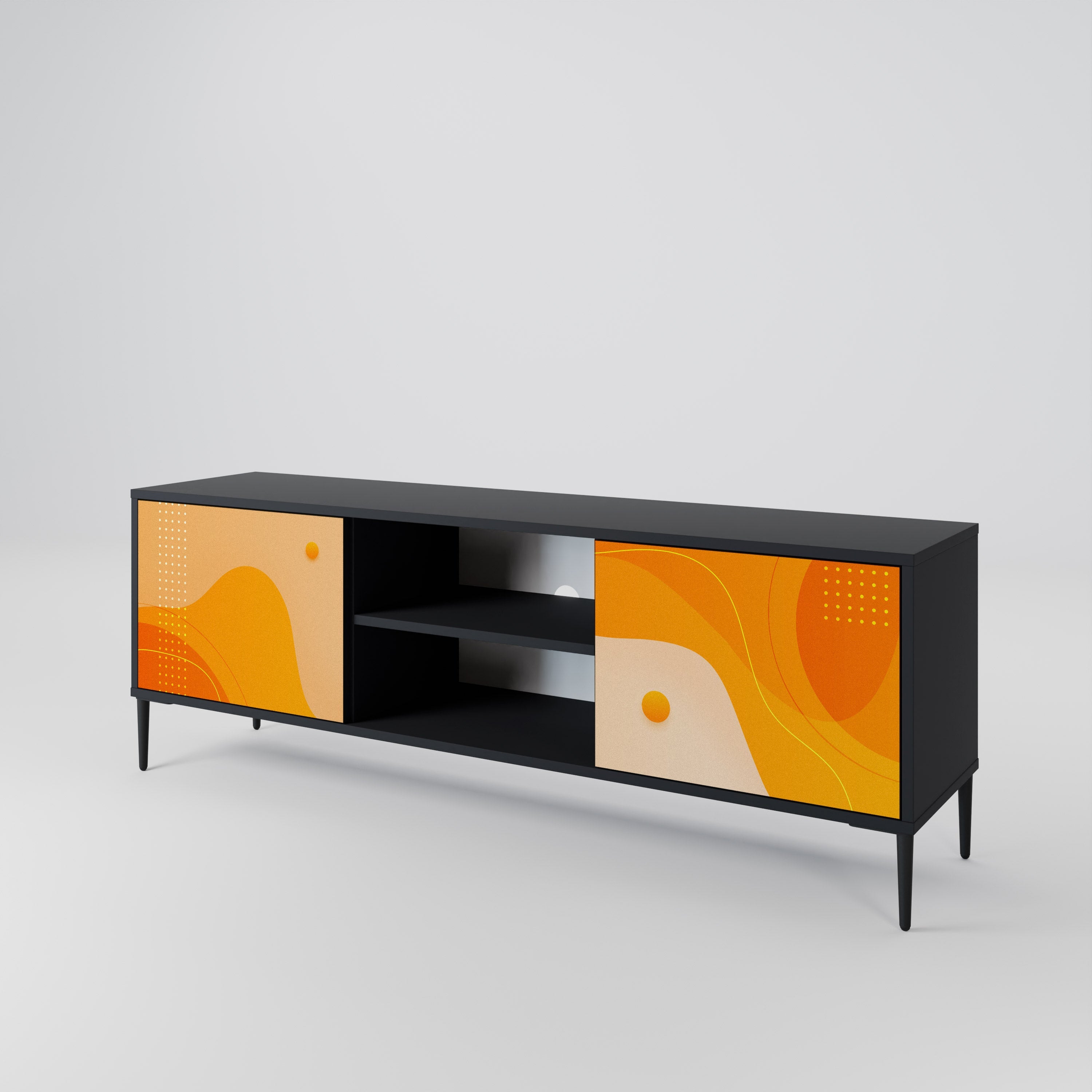 ORANGE ARRANGEMENT TV-Lowboard mit 2 Türen in Schwarz