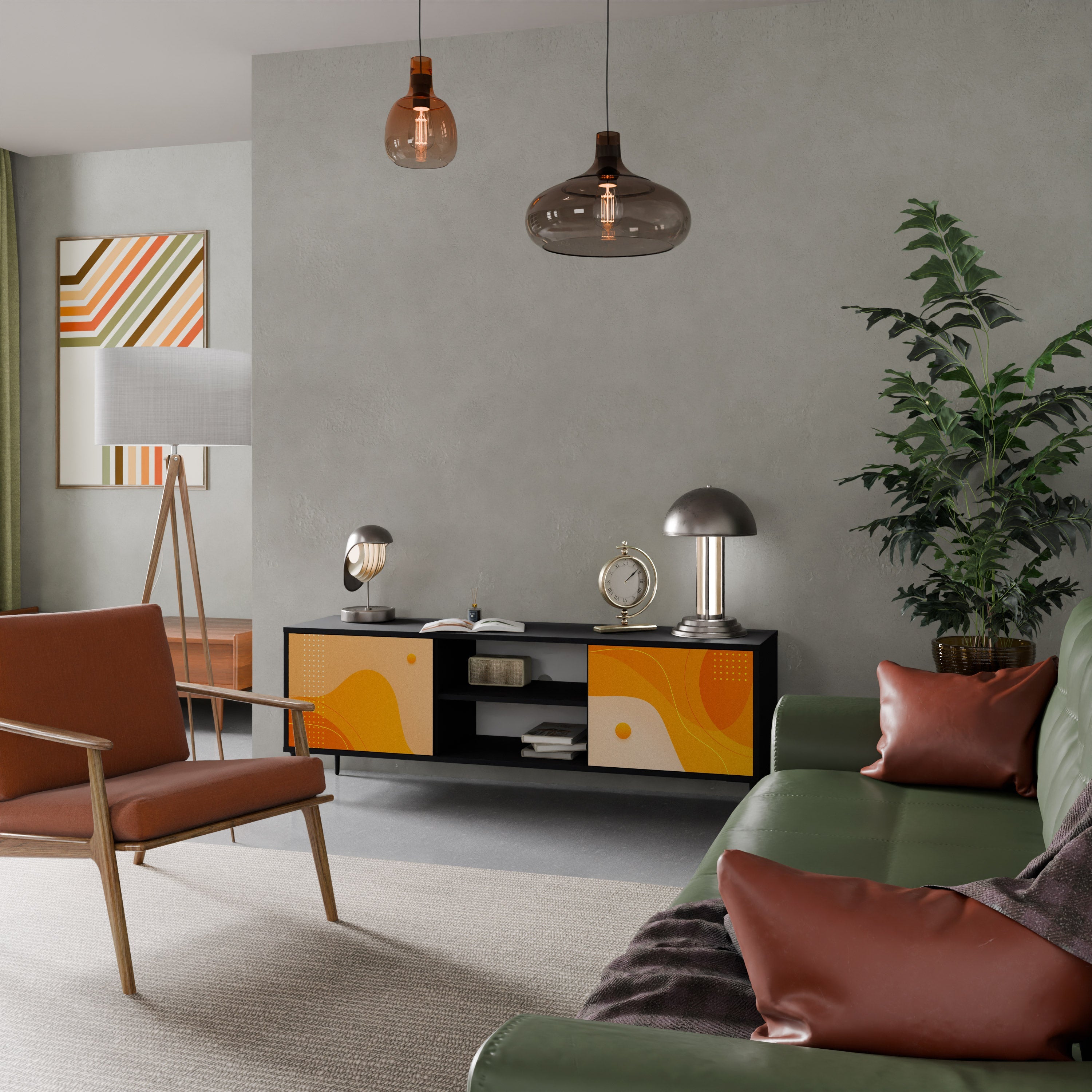 ORANGE ARRANGEMENT TV-Lowboard mit 2 Türen in Schwarz