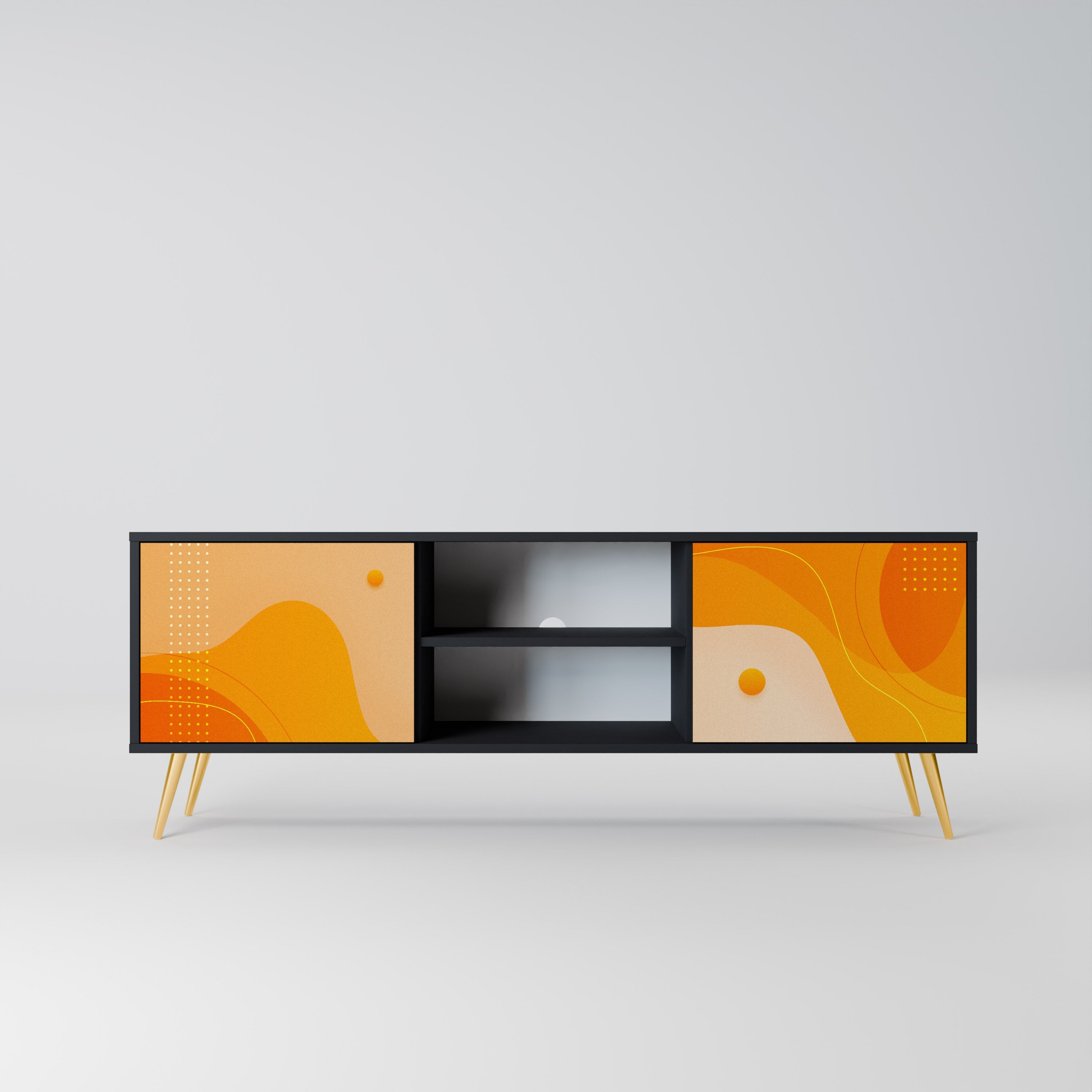 ORANGE ARRANGEMENT TV-Lowboard mit 2 Türen in Schwarz
