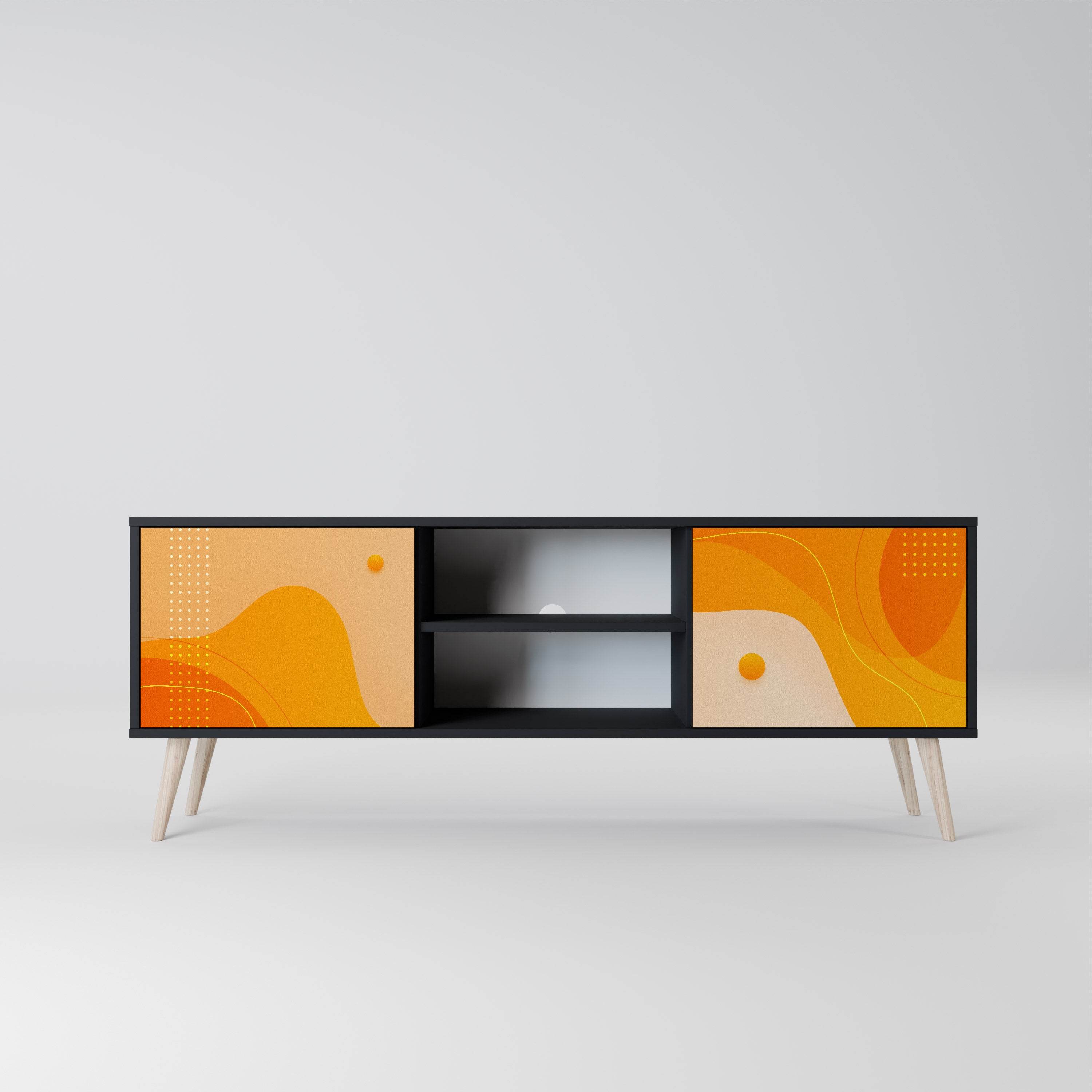 ORANGE ARRANGEMENT TV-Lowboard mit 2 Türen in Schwarz