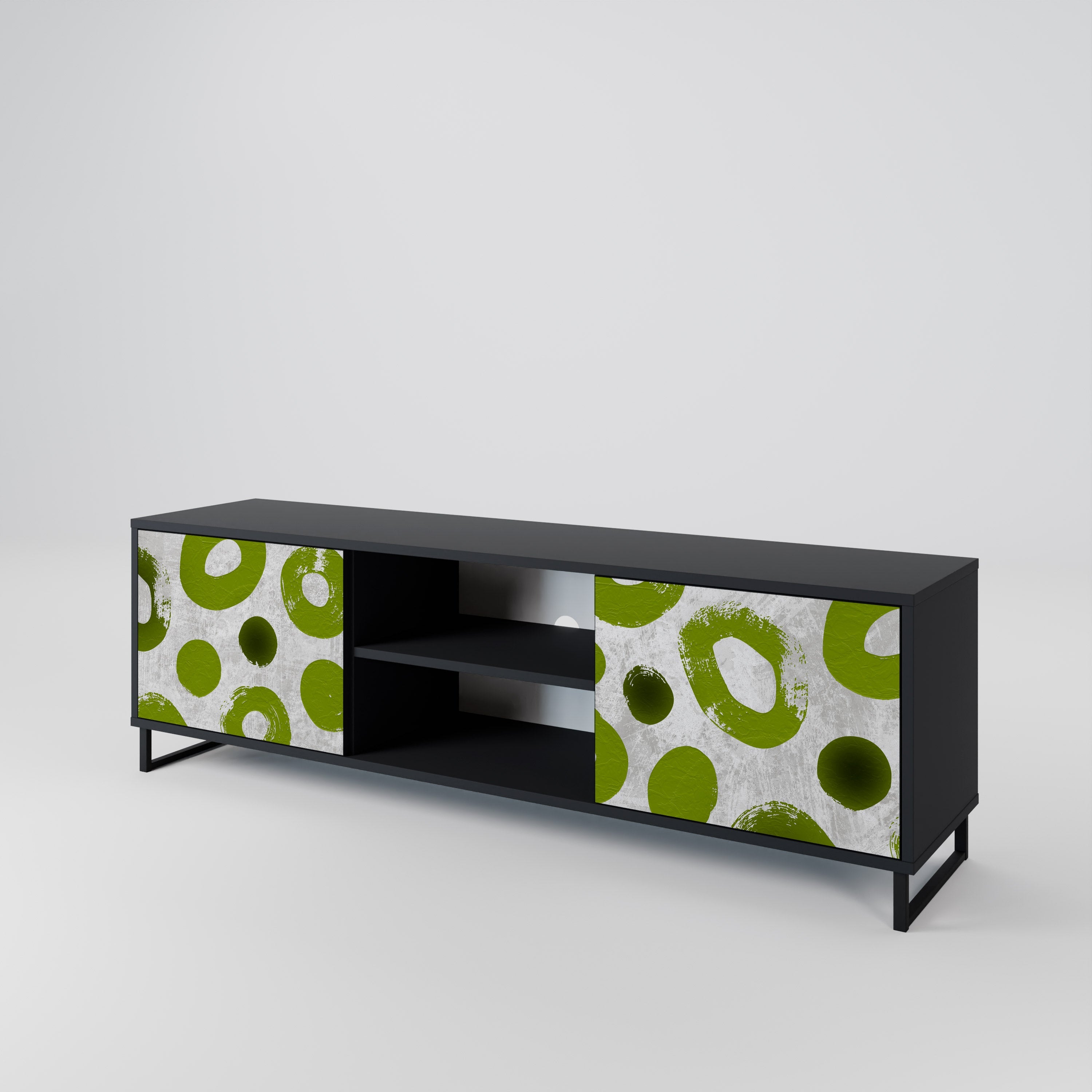 GREEN RHAPSODY 2-Door TV Stand in Black Finish