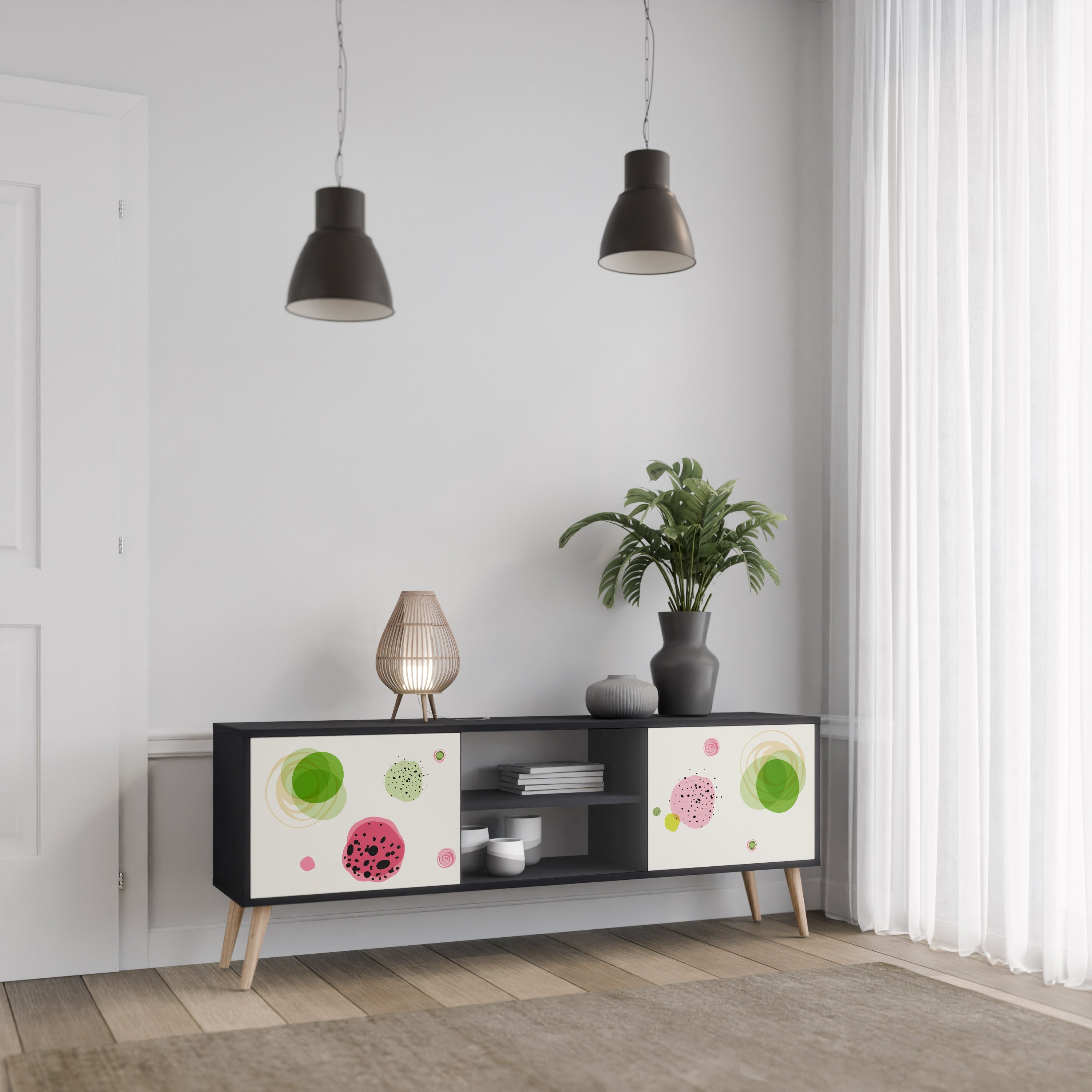 COLORFUL COSMOS TV-Lowboard mit 2 Türen in Schwarz