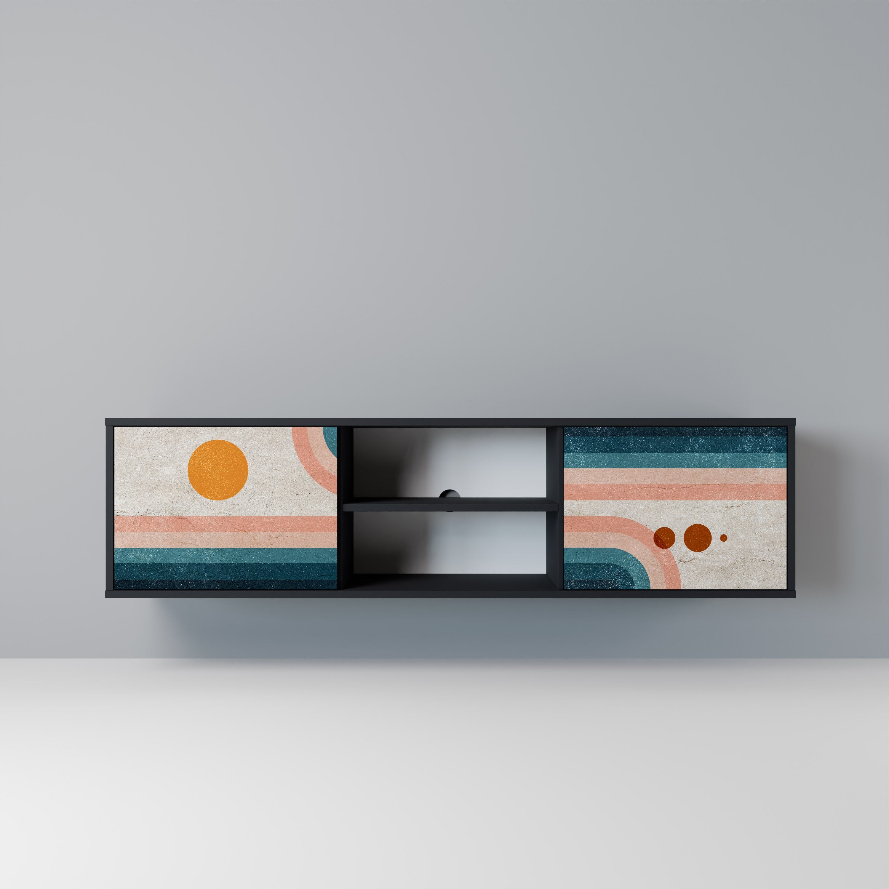 TWO HALVES TV-Lowboard mit 2 Türen in Schwarz