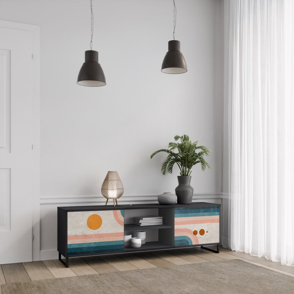 TWO HALVES TV-Lowboard mit 2 Türen in Schwarz