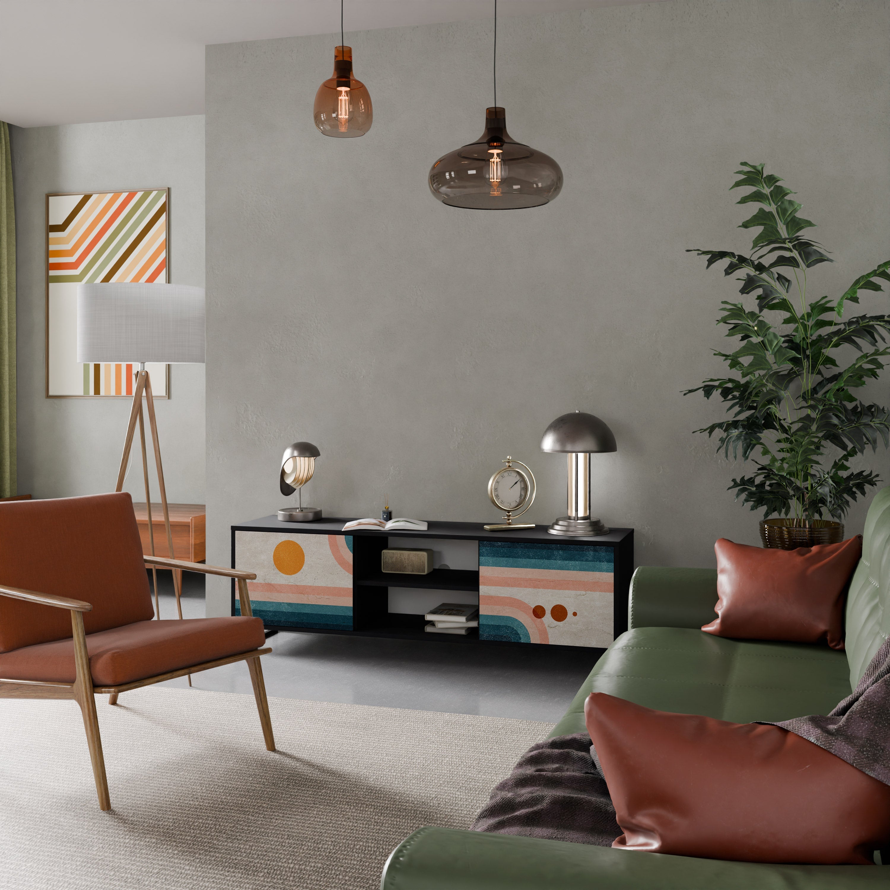 TWO HALVES TV-Lowboard mit 2 Türen in Schwarz