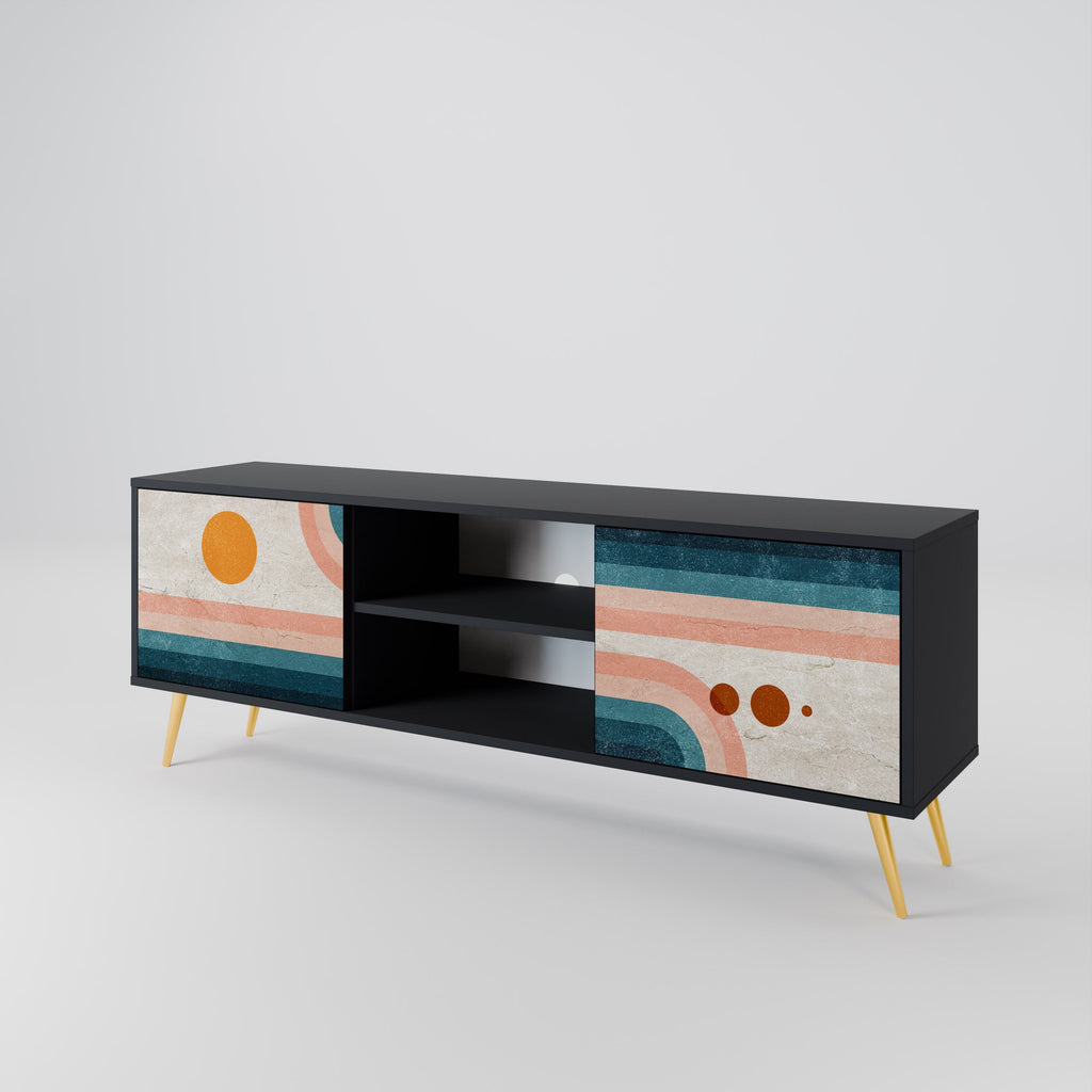 TWO HALVES TV-Lowboard mit 2 Türen in Schwarz