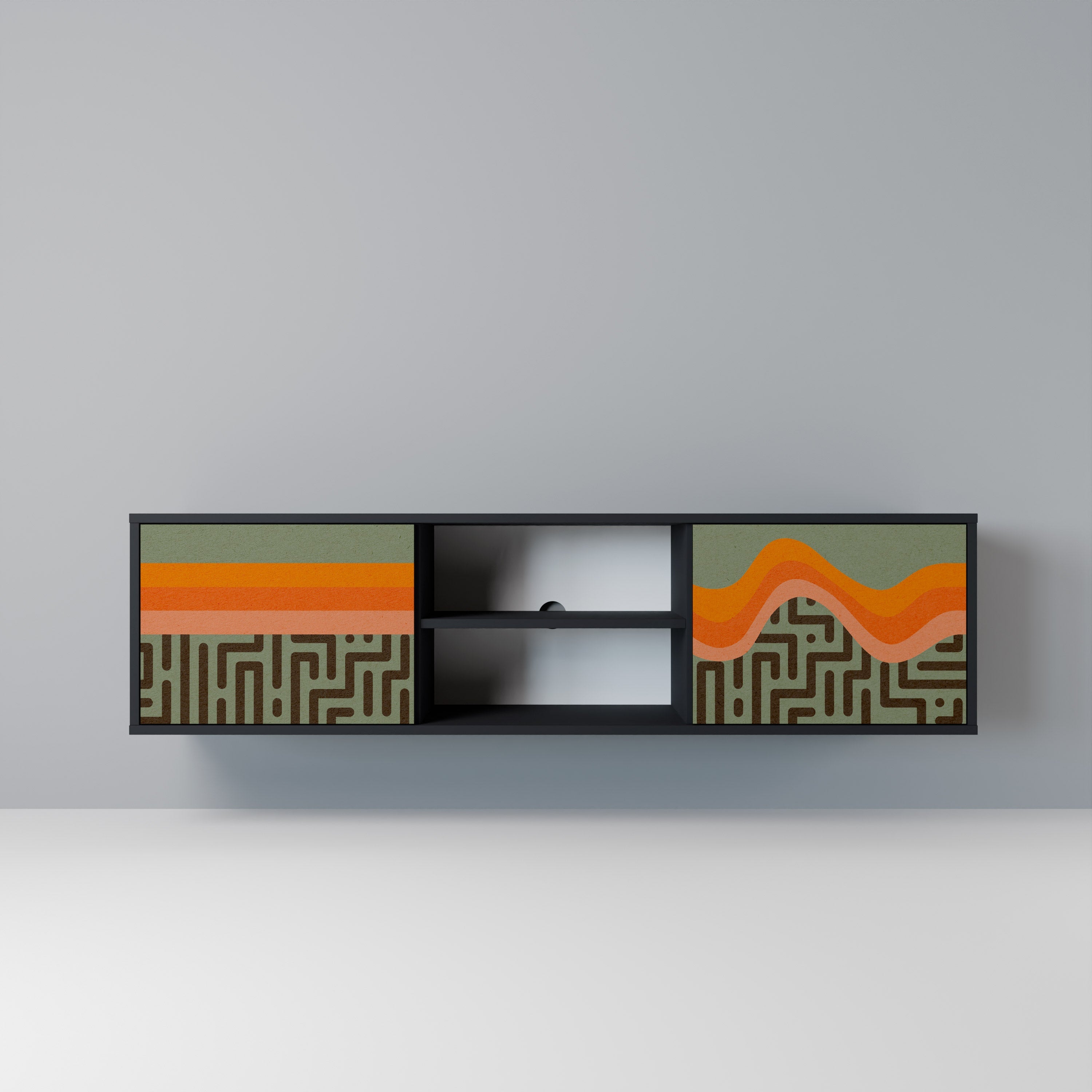 SIMPLE SOLUTIONS TV-Lowboard mit 2 Türen in Schwarz