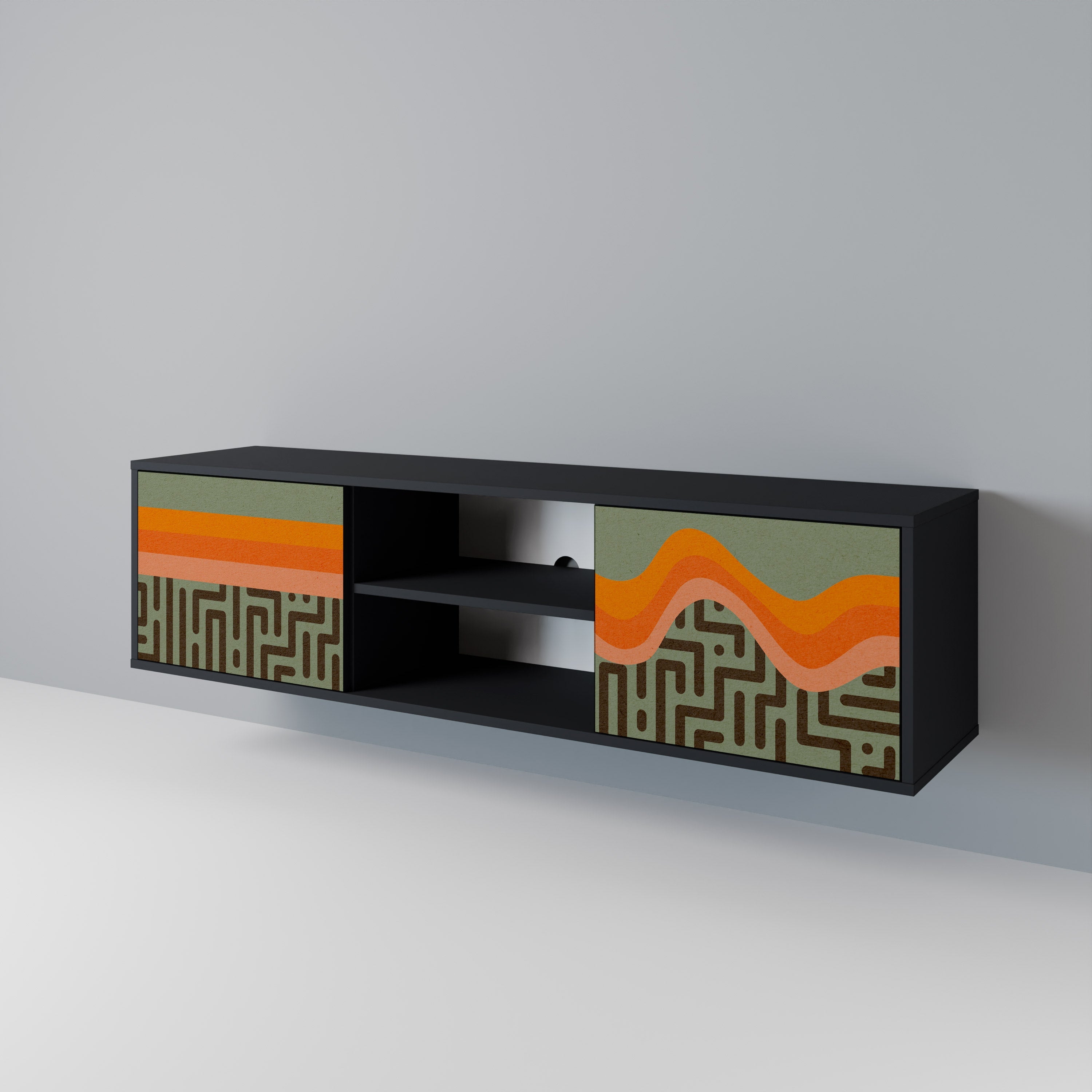 SIMPLE SOLUTIONS TV-Lowboard mit 2 Türen in Schwarz