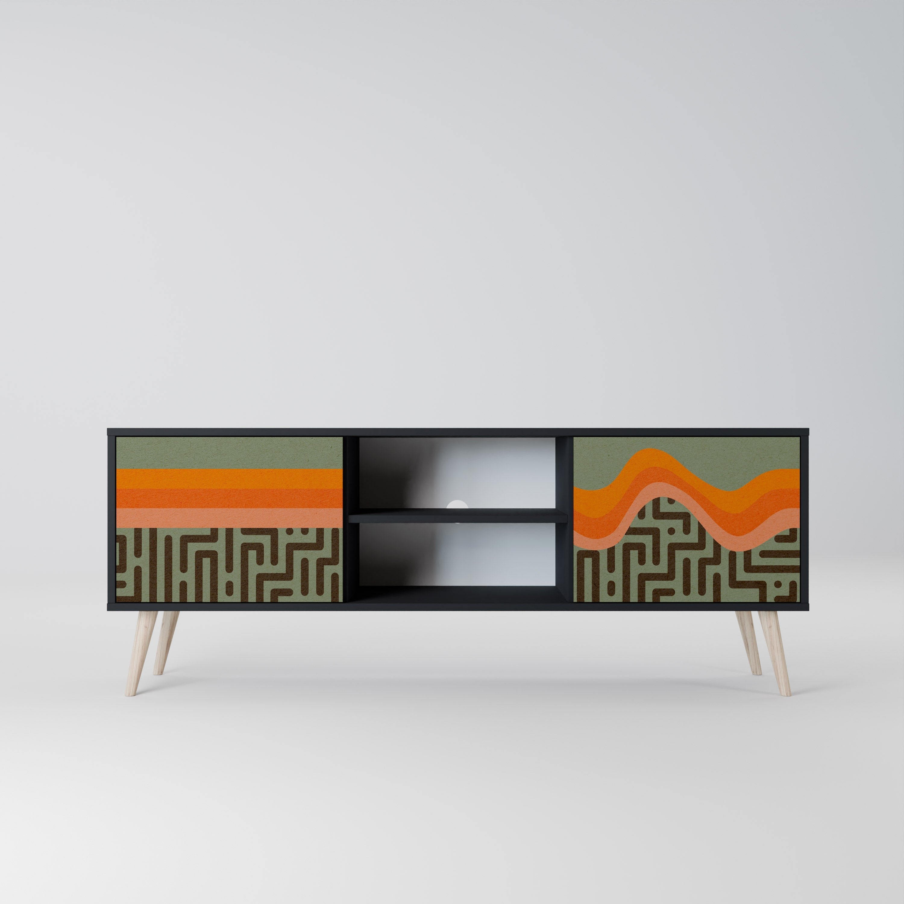 SIMPLE SOLUTIONS TV-Lowboard mit 2 Türen in Schwarz