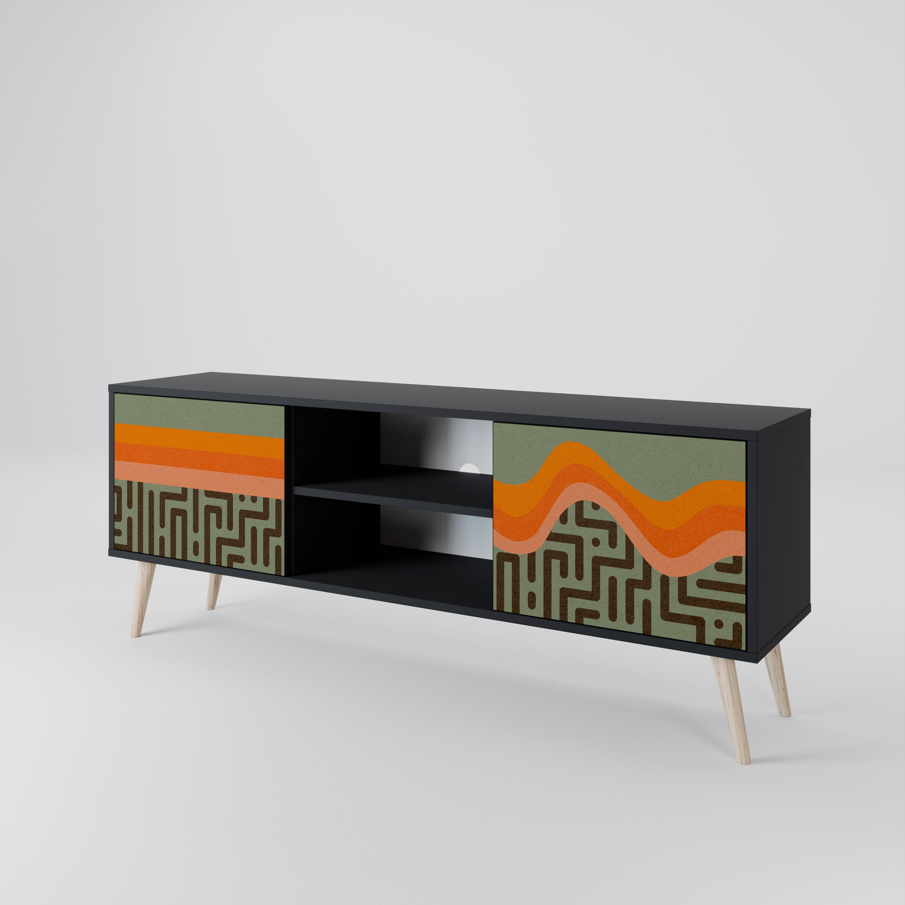 SIMPLE SOLUTIONS TV-Lowboard mit 2 Türen in Schwarz