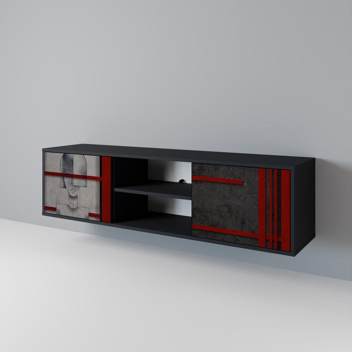 GRAY FIGURES 2-Door TV Cabinet