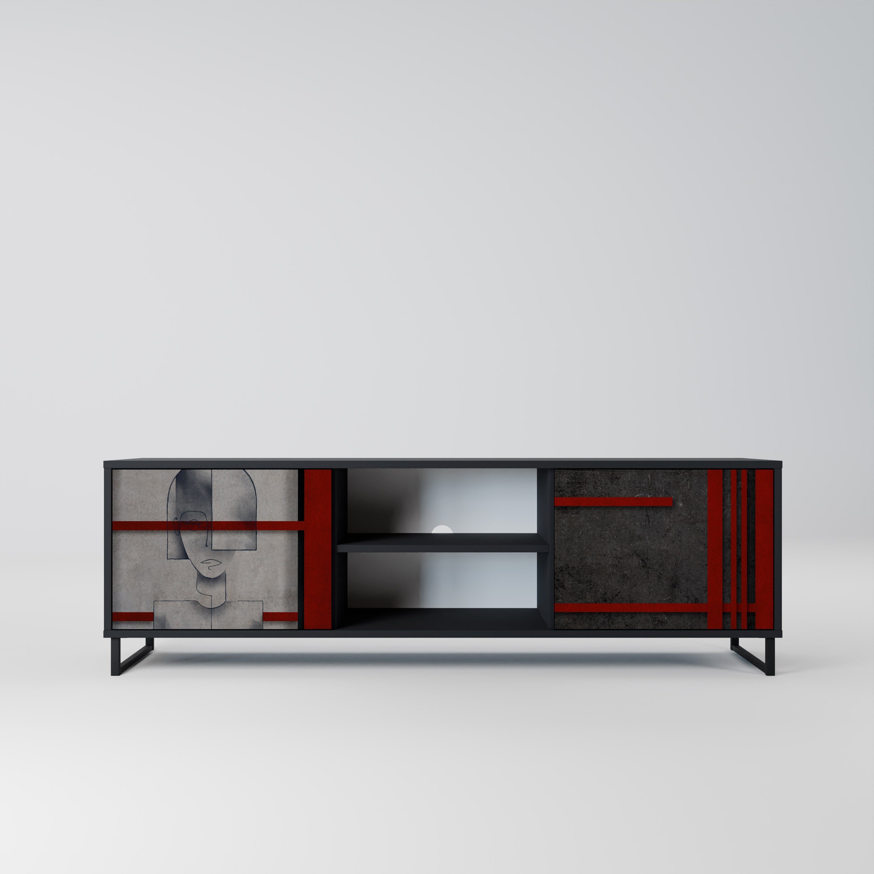 GRAY FIGURES 2-Door TV Stand in Black Finish