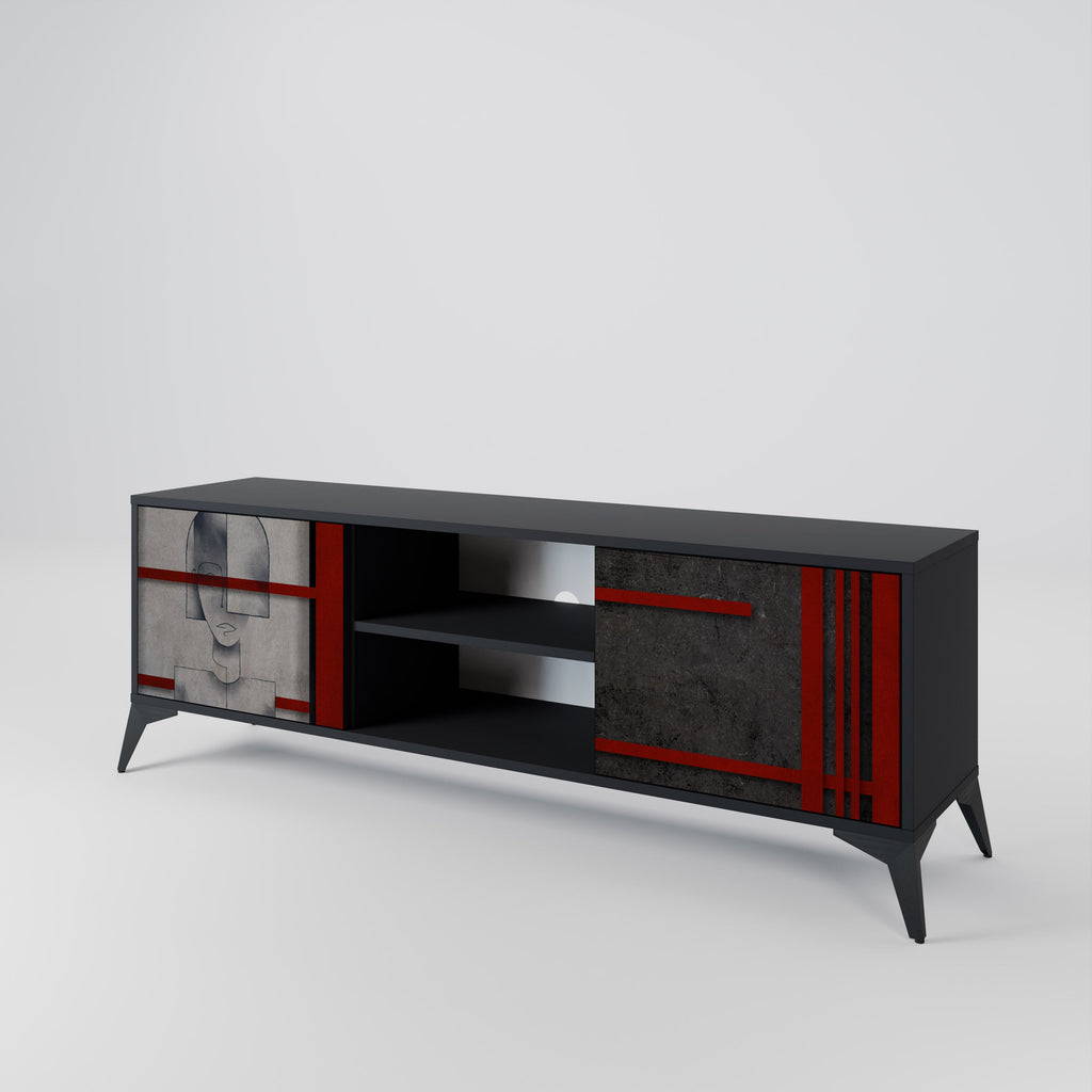 GRAY FIGURES 2-Door TV Stand in Black Finish