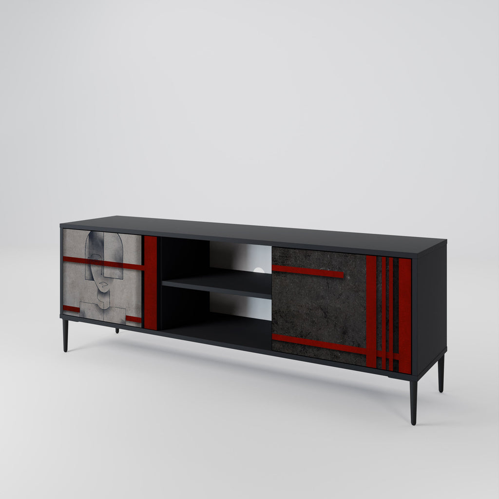 GRAY FIGURES 2-Door TV Stand in Black Finish