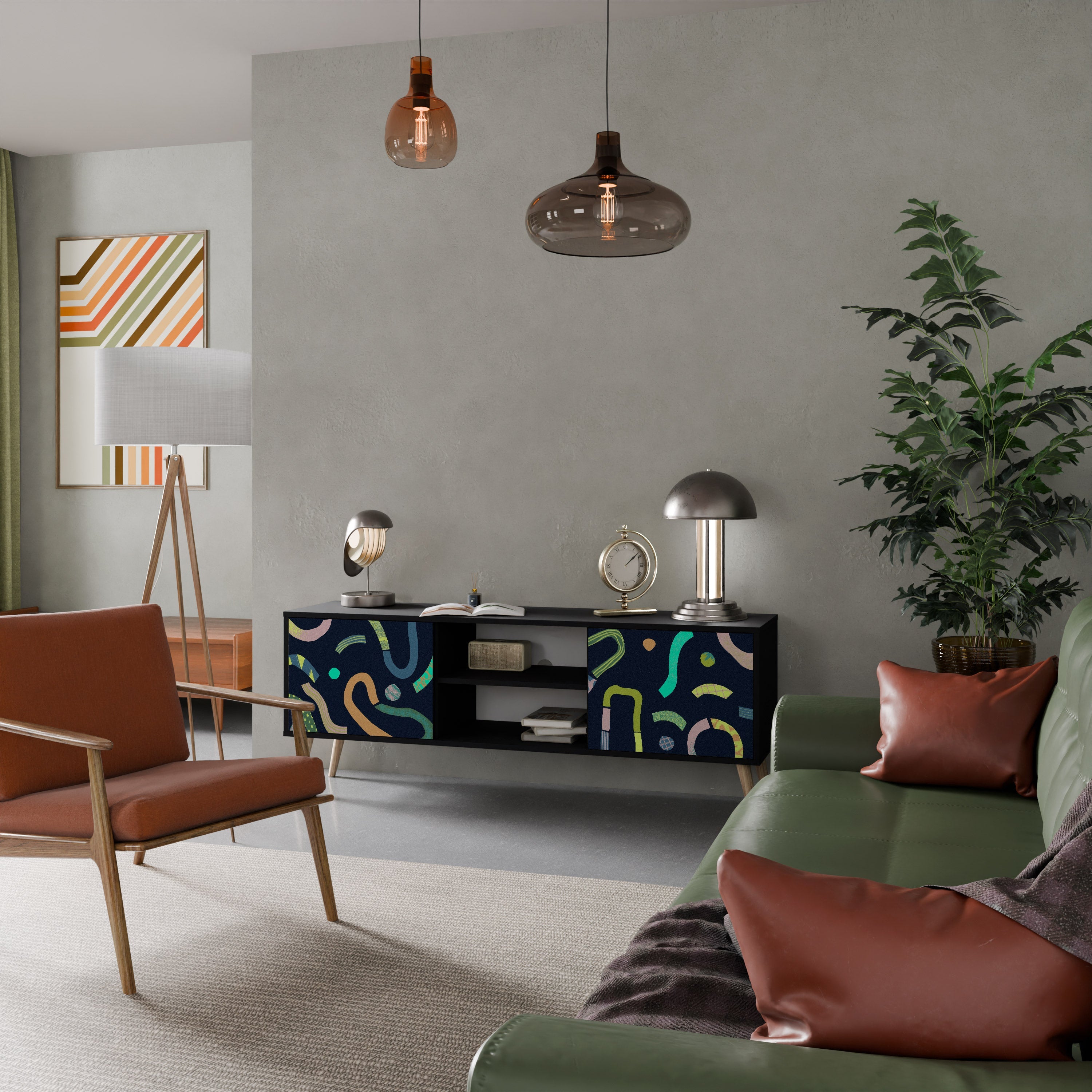 CONTRAST DANCE TV-Lowboard mit 2 Türen in Schwarz