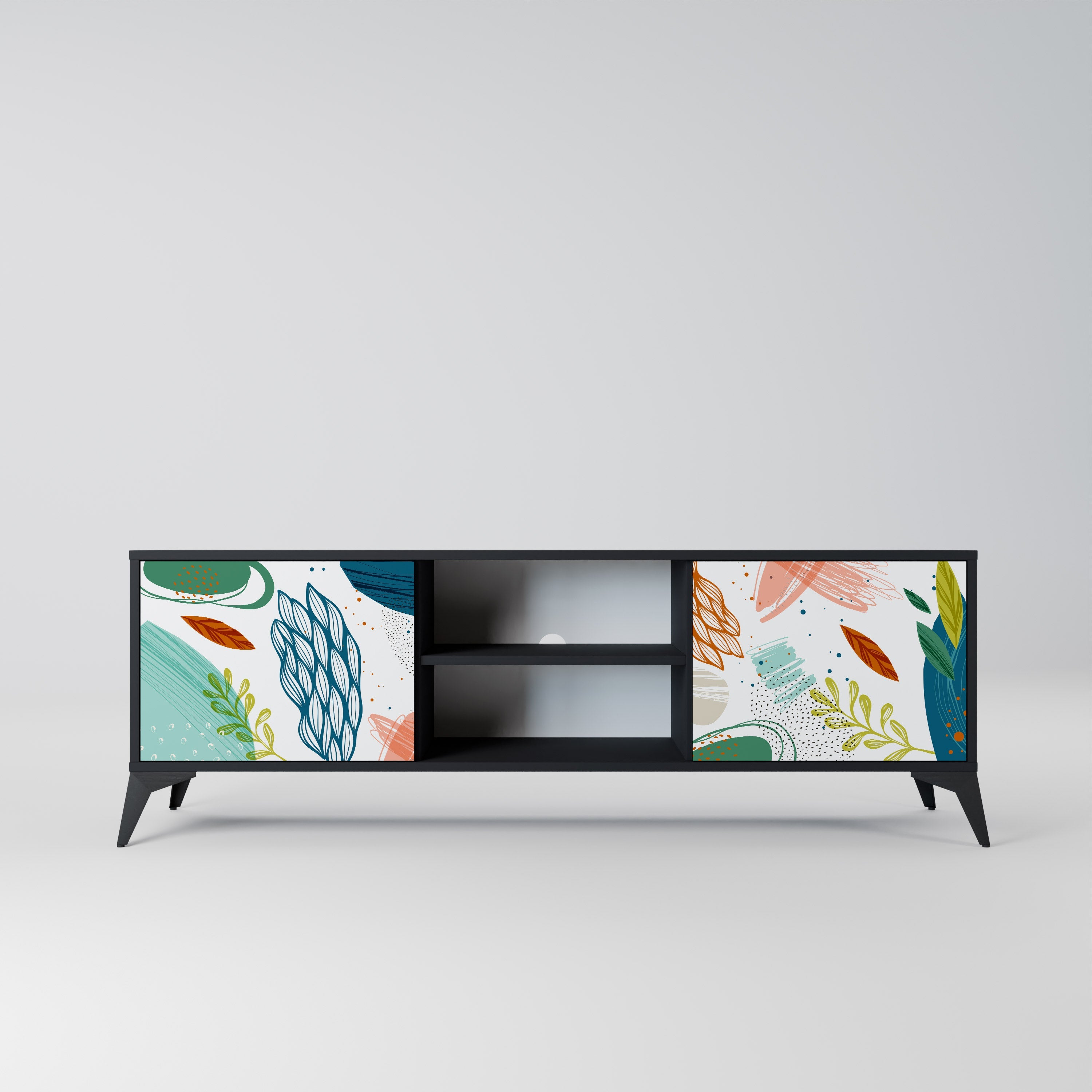 BOTANICAL HURRICANE TV-Lowboard mit 2 Türen in Schwarz