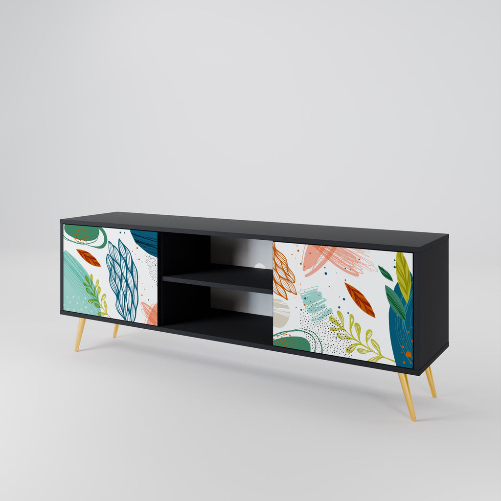 BOTANICAL HURRICANE TV-Lowboard mit 2 Türen in Schwarz
