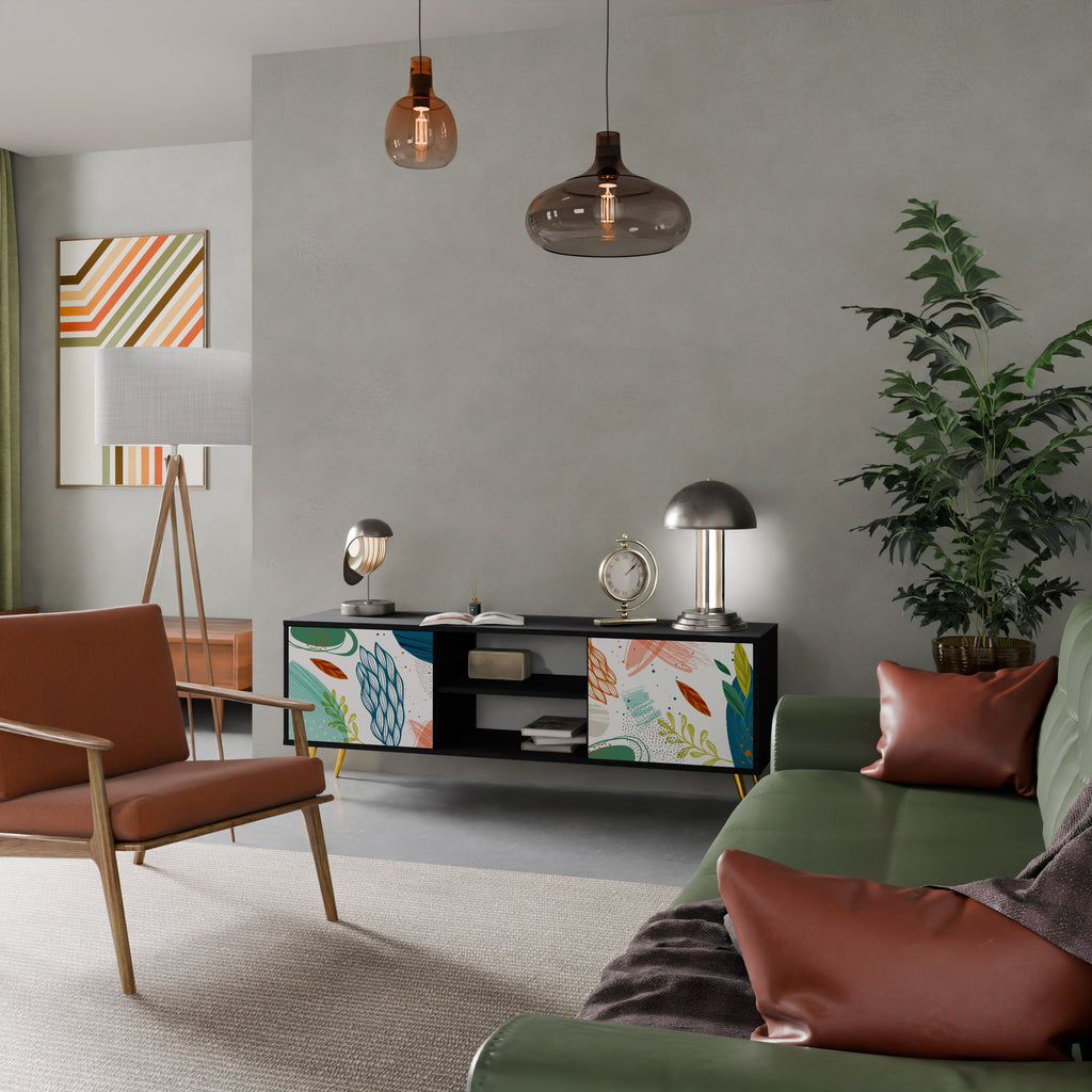 BOTANICAL HURRICANE TV-Lowboard mit 2 Türen in Schwarz