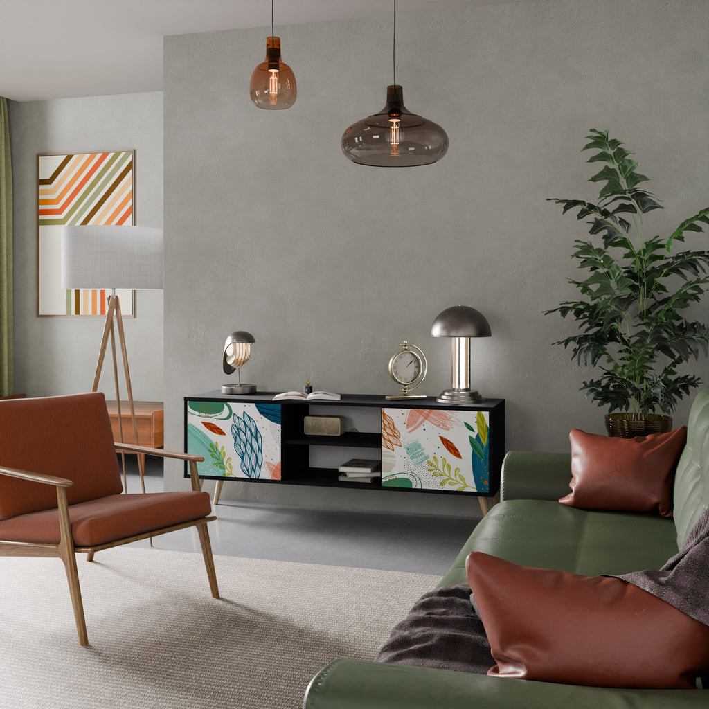 BOTANICAL HURRICANE TV-Lowboard mit 2 Türen in Schwarz