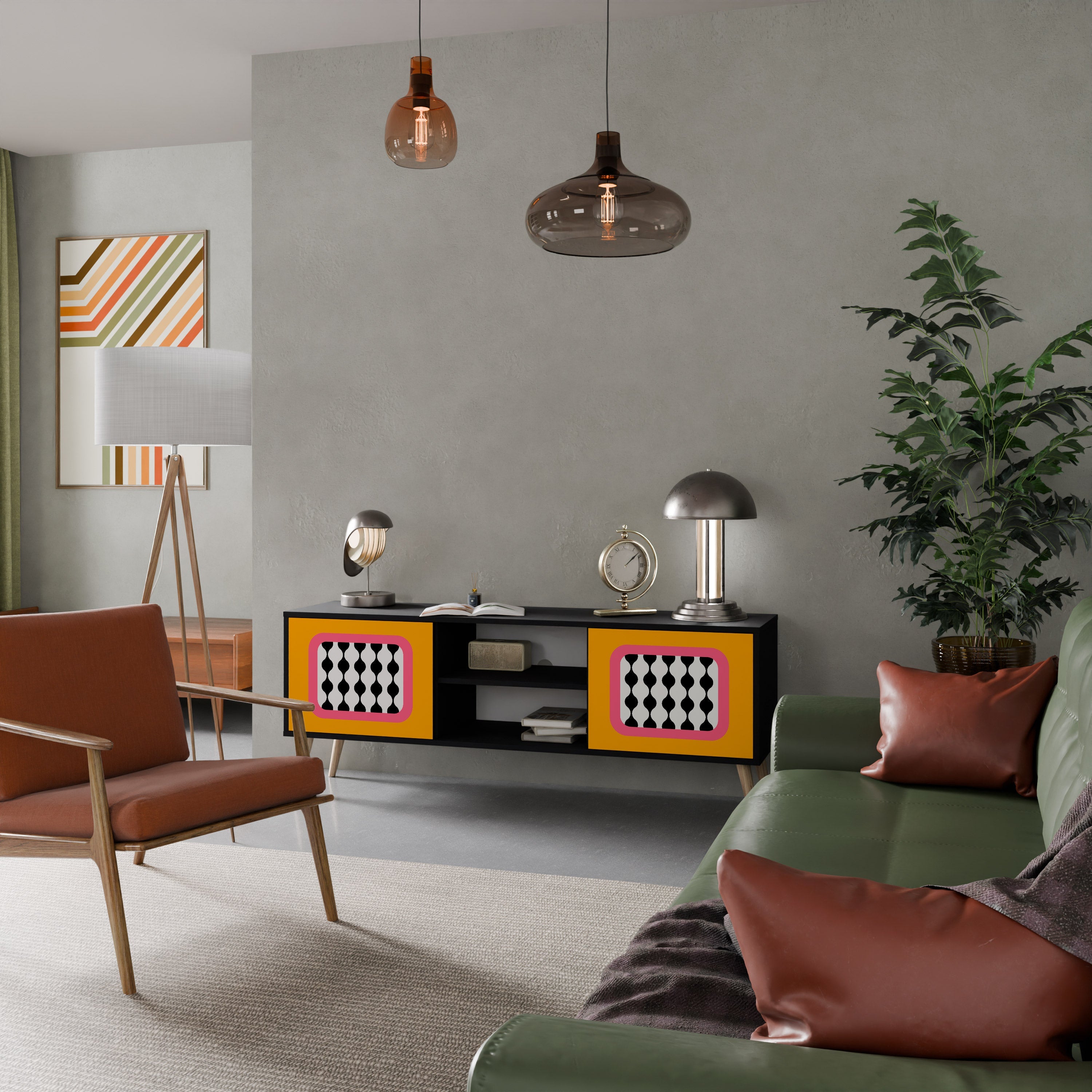 TEARS IN HEAVEN TV-Lowboard mit 2 Türen in Schwarz