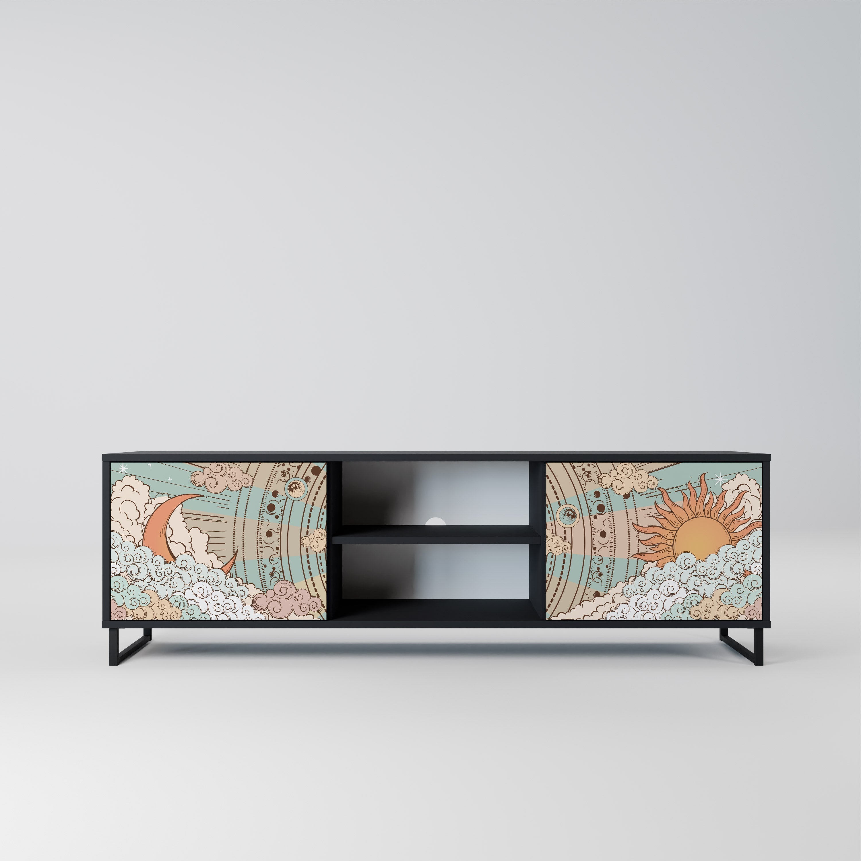 MYSTICAL STRUCTURE TV-Lowboard mit 2 Türen in Schwarz