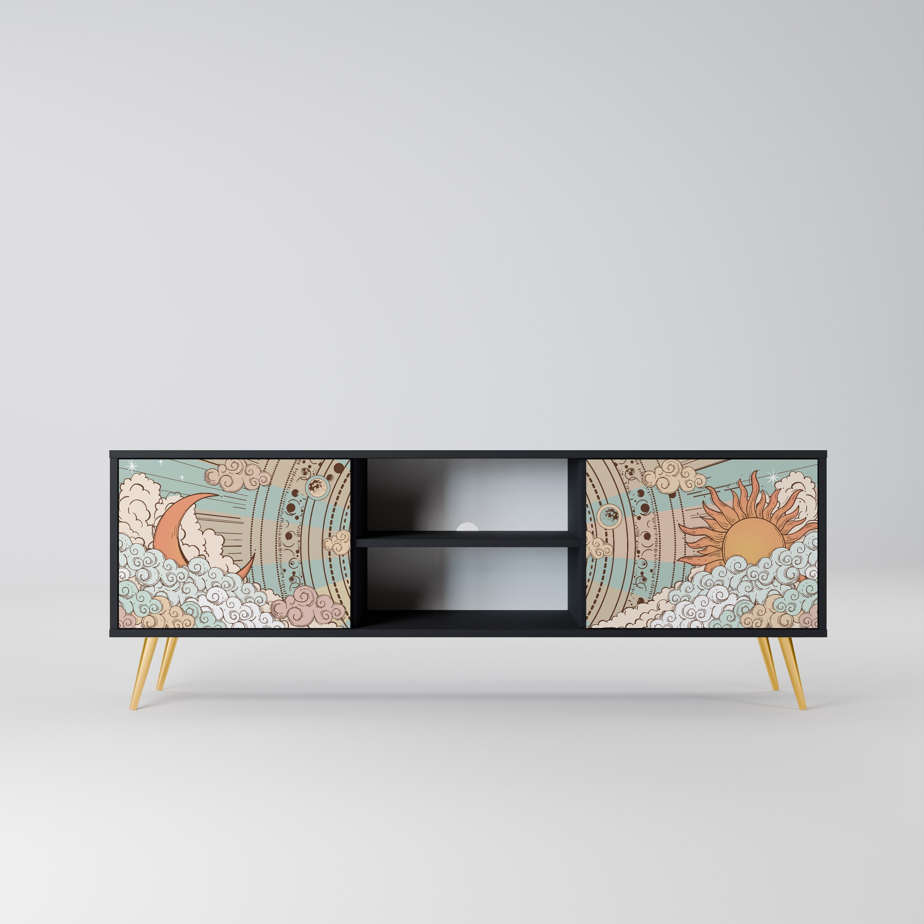 MYSTICAL STRUCTURE TV-Lowboard mit 2 Türen in Schwarz