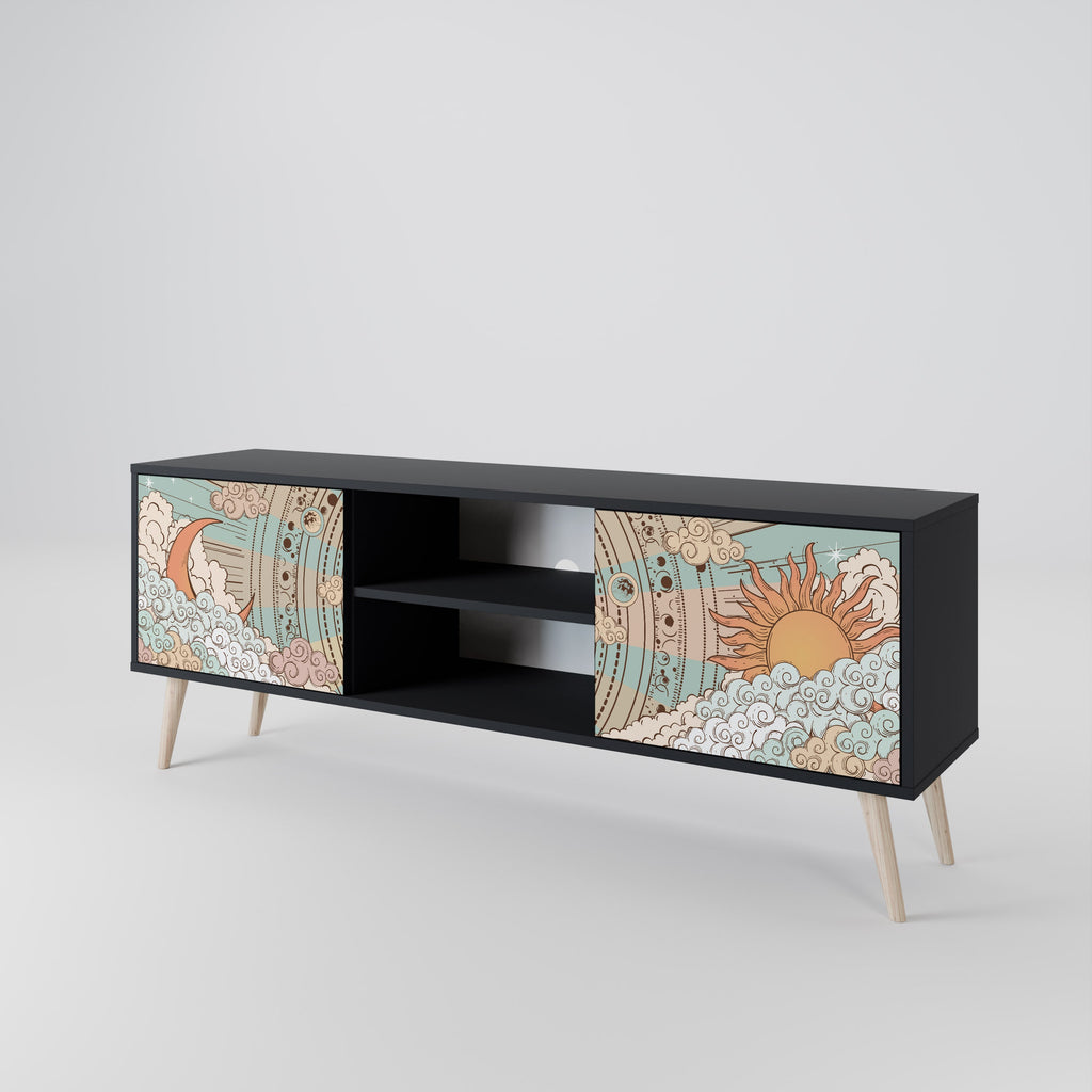 MYSTICAL STRUCTURE TV-Lowboard mit 2 Türen in Schwarz