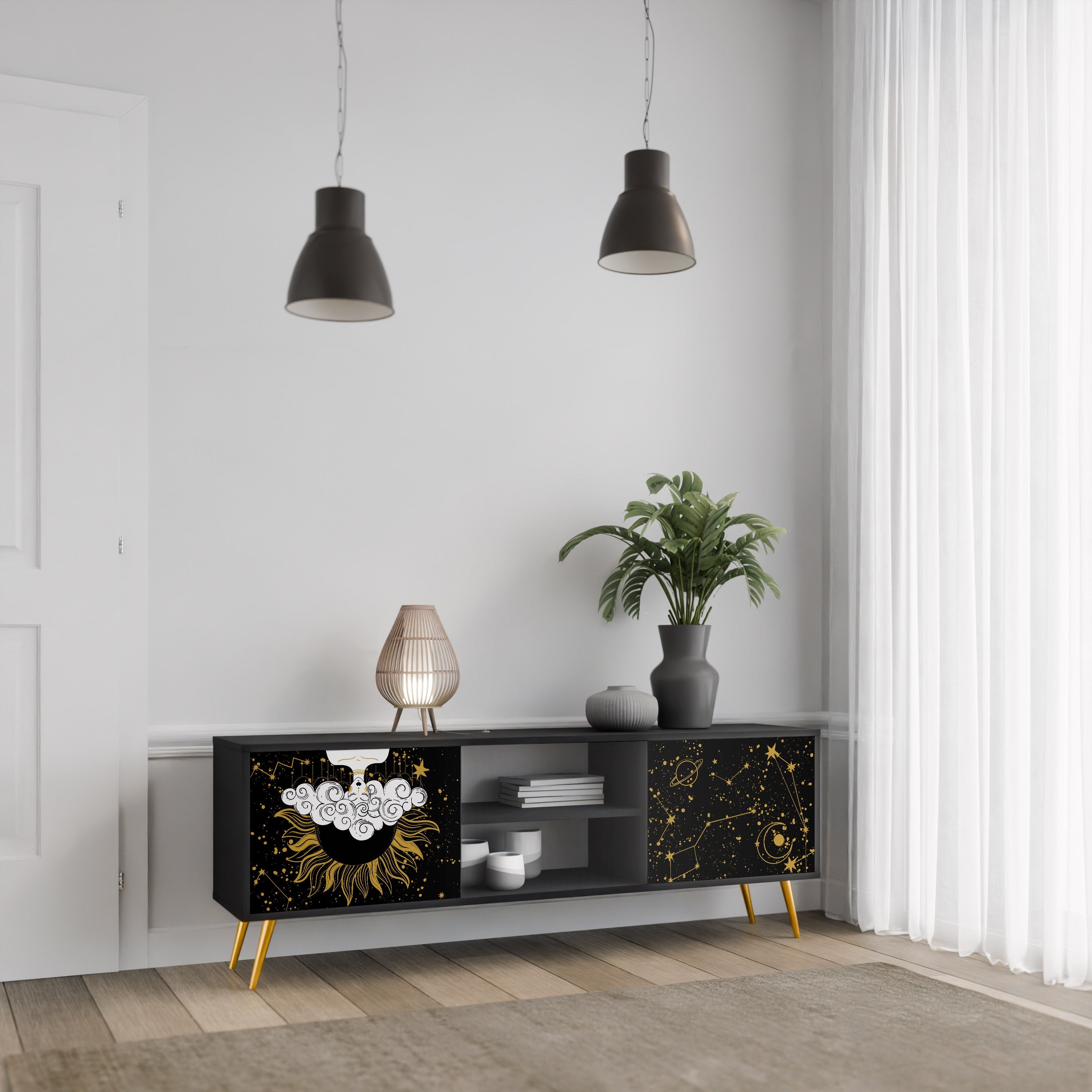 STELLAR CONSTELLATIONS TV-Lowboard mit 2 Türen in Schwarz