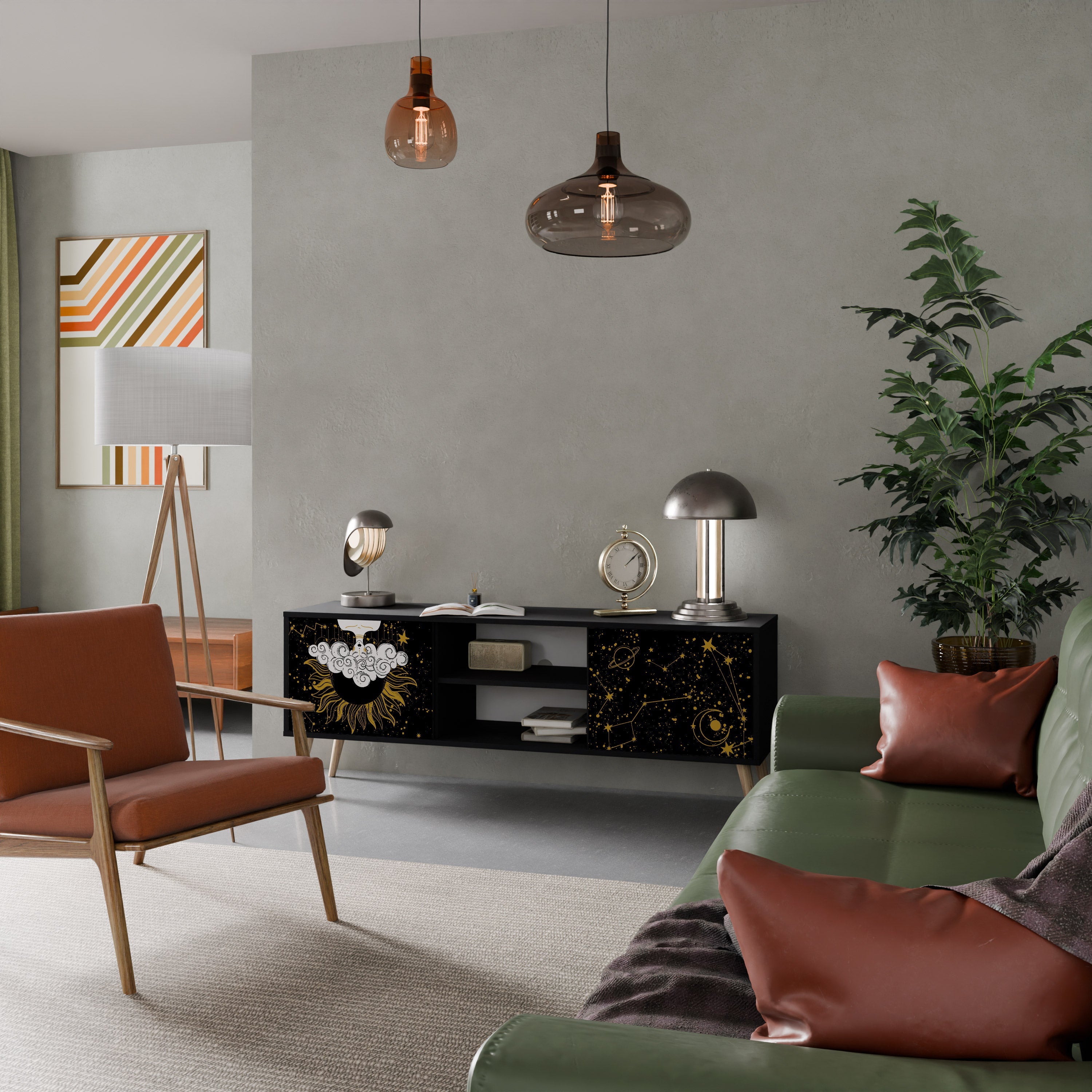 STELLAR CONSTELLATIONS TV-Lowboard mit 2 Türen in Schwarz