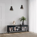 COLLAGE OF RECTANGLES 2-Door TV Stand in Black Finish