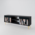 COLLAGE OF RECTANGLES 2-Door TV Stand in Black Finish