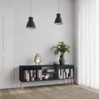 COLLAGE OF RECTANGLES 2-Door TV Stand in Black Finish