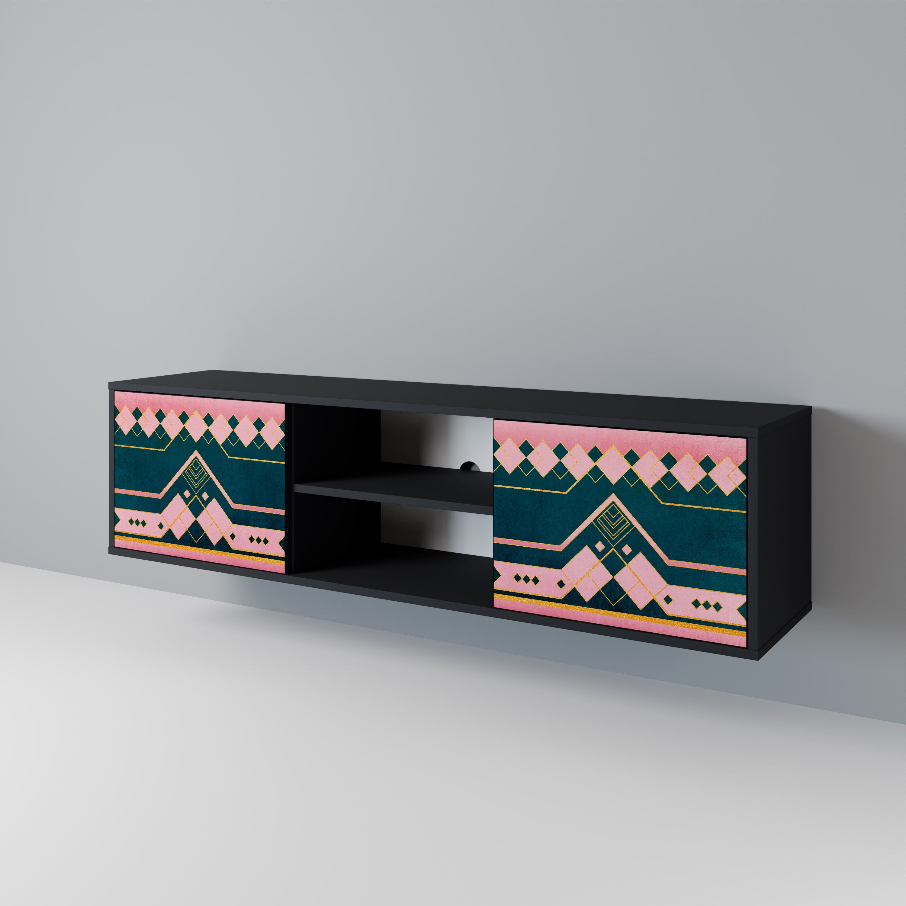 ROYAL COMPOSITION TV-Lowboard mit 2 Türen in Schwarz