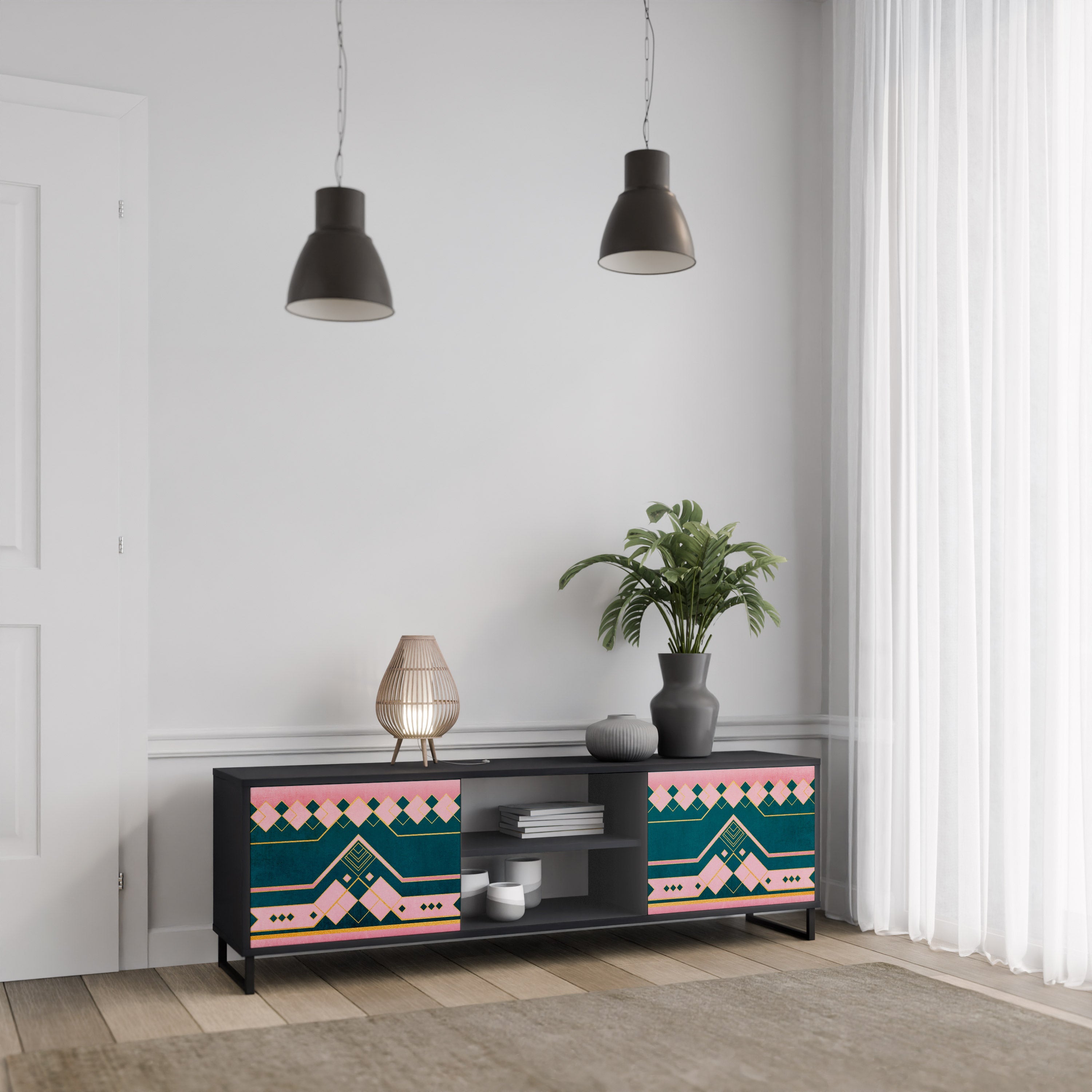 ROYAL COMPOSITION TV-Lowboard mit 2 Türen in Schwarz