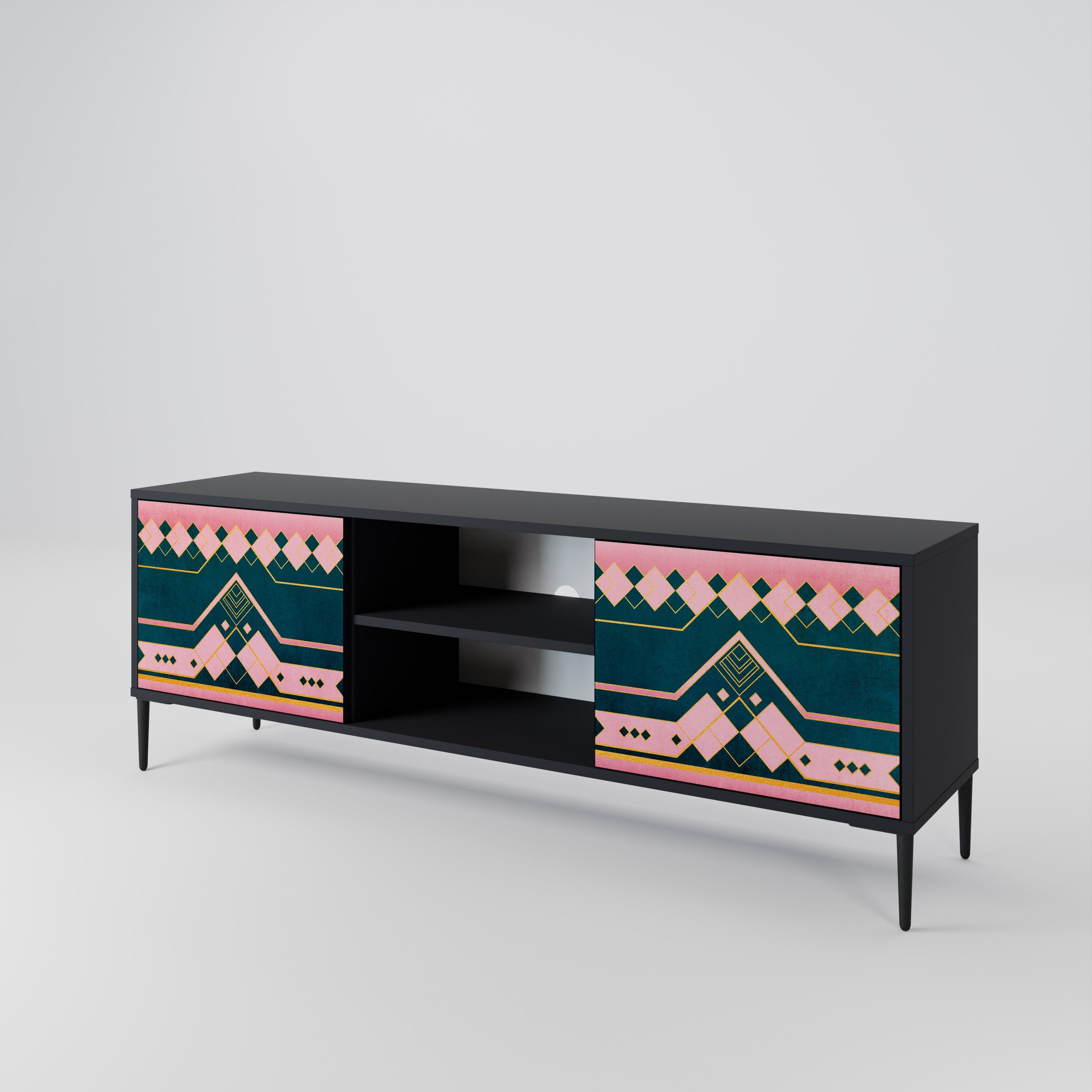 ROYAL COMPOSITION TV-Lowboard mit 2 Türen in Schwarz