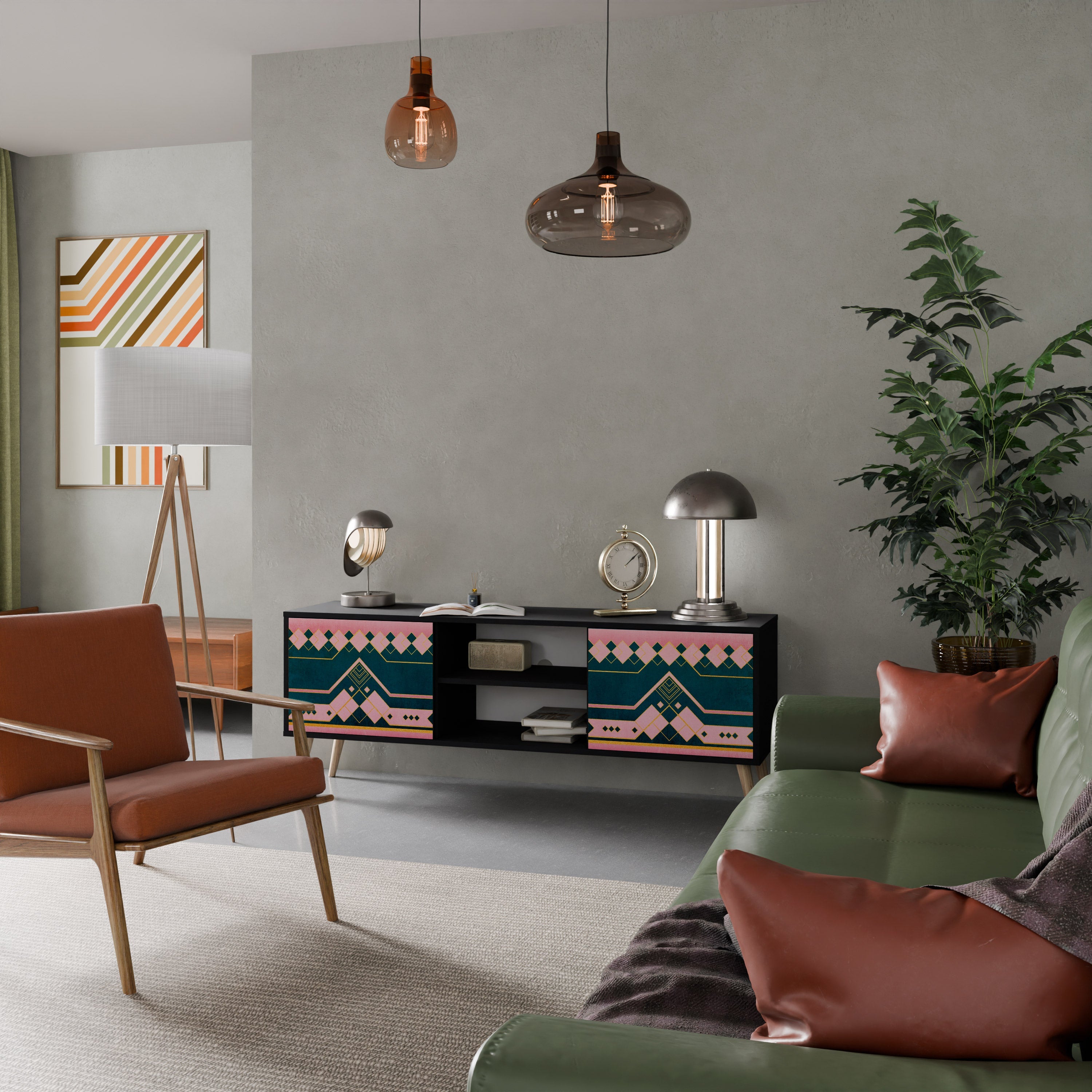 ROYAL COMPOSITION TV-Lowboard mit 2 Türen in Schwarz