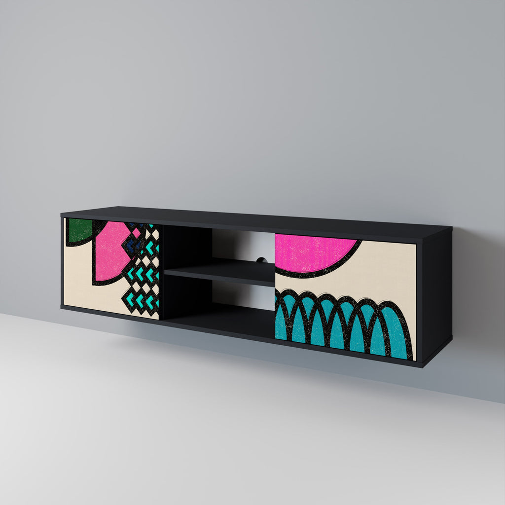 GEOMETRIC RHAPSODY TV-Lowboard mit 2 Türen in Schwarz