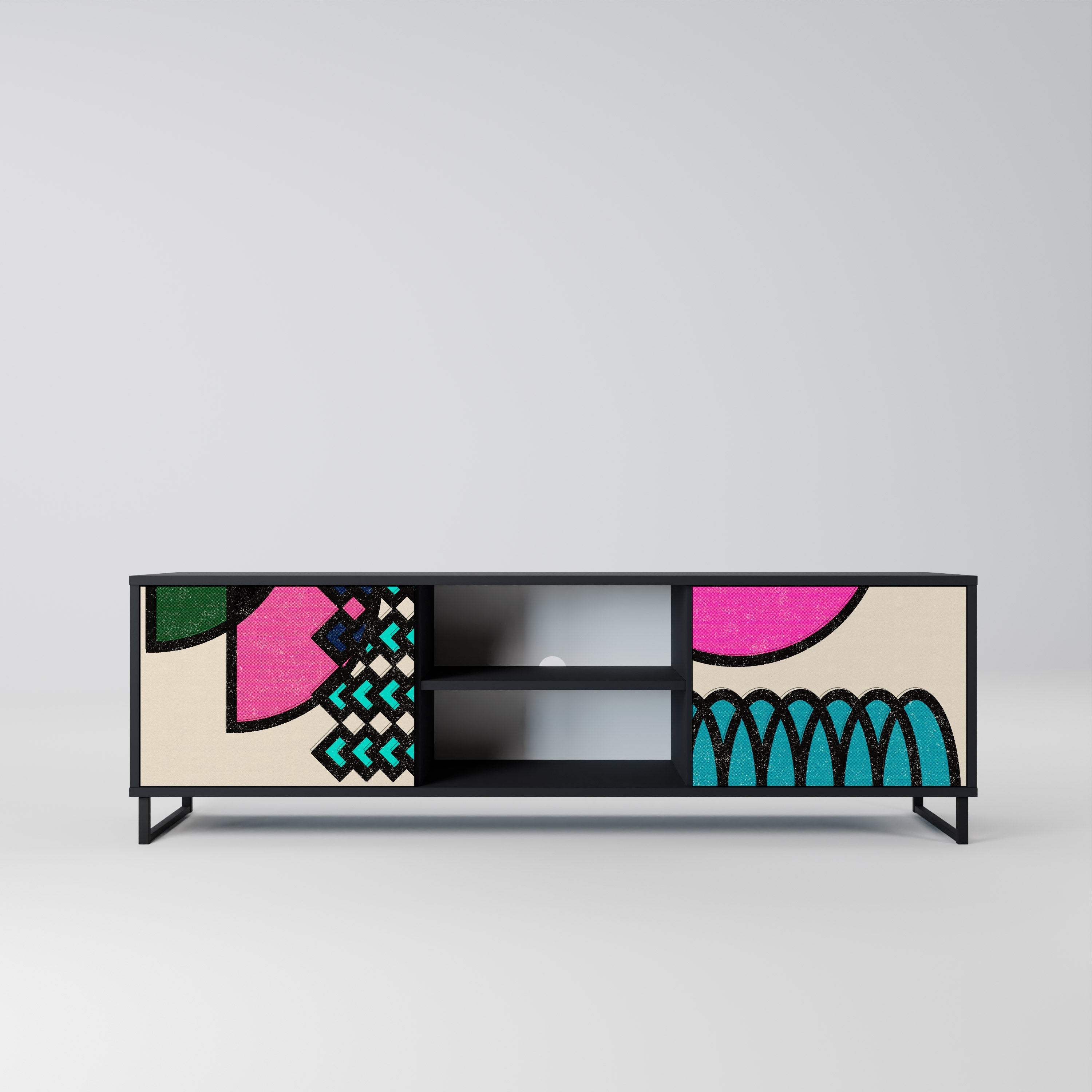 GEOMETRIC RHAPSODY TV-Lowboard mit 2 Türen in Schwarz