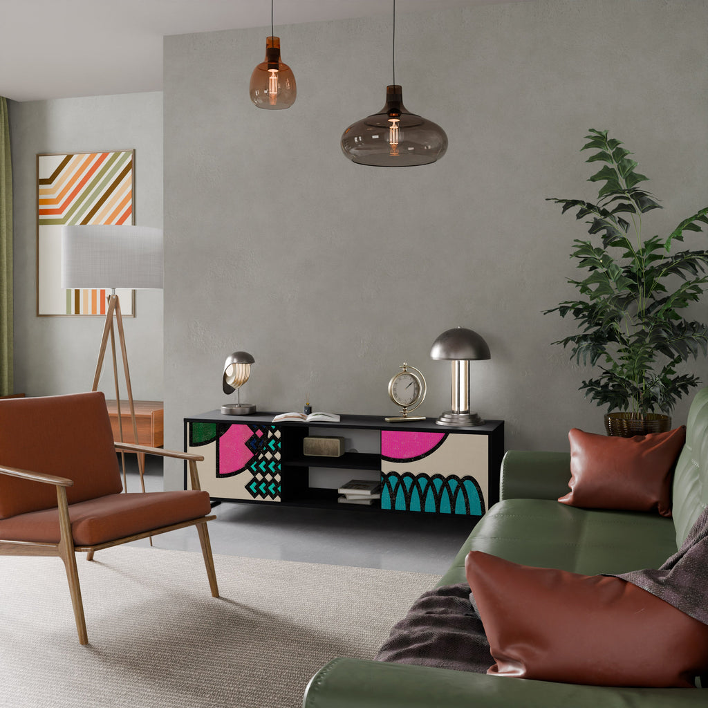 GEOMETRIC RHAPSODY TV-Lowboard mit 2 Türen in Schwarz