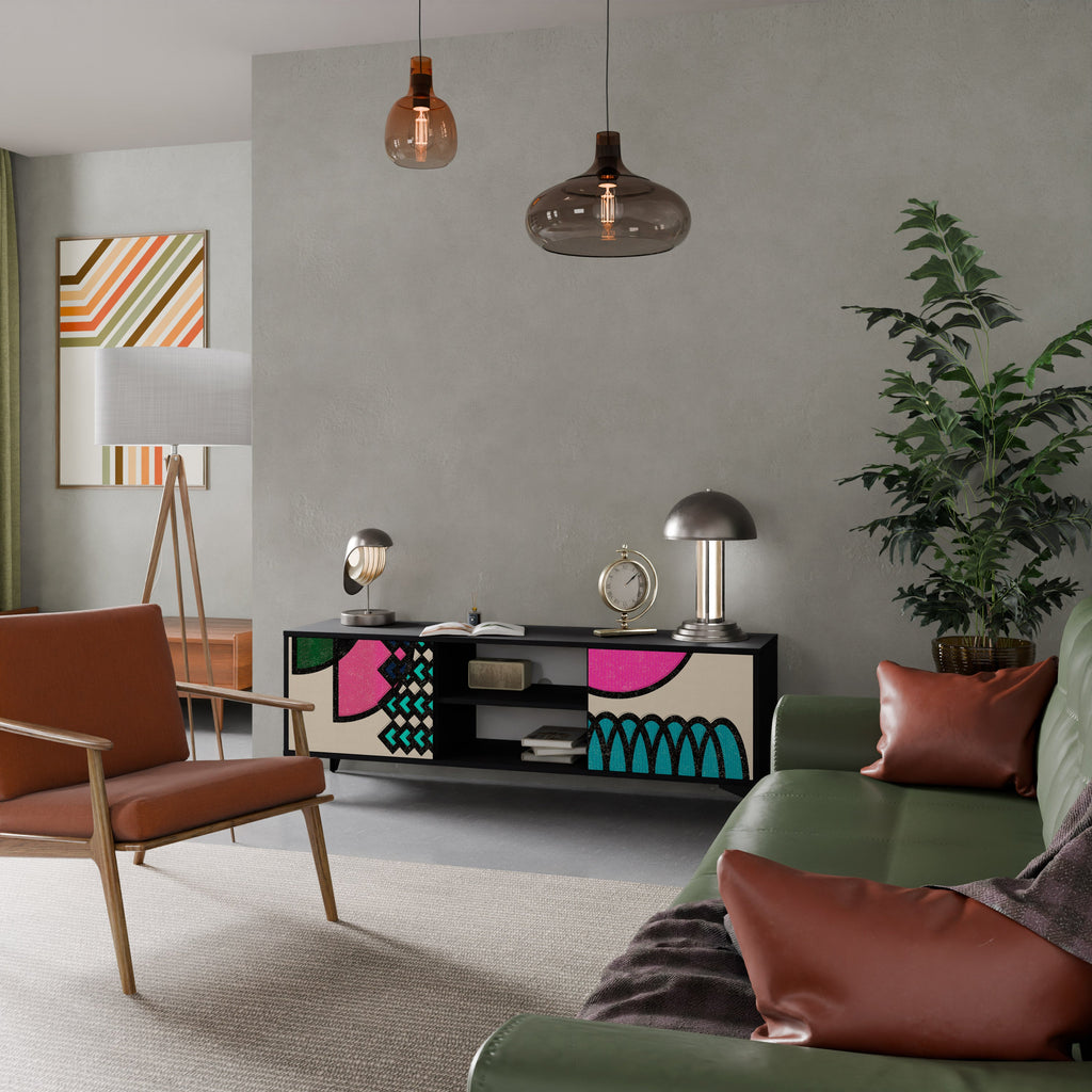 GEOMETRIC RHAPSODY TV-Lowboard mit 2 Türen in Schwarz