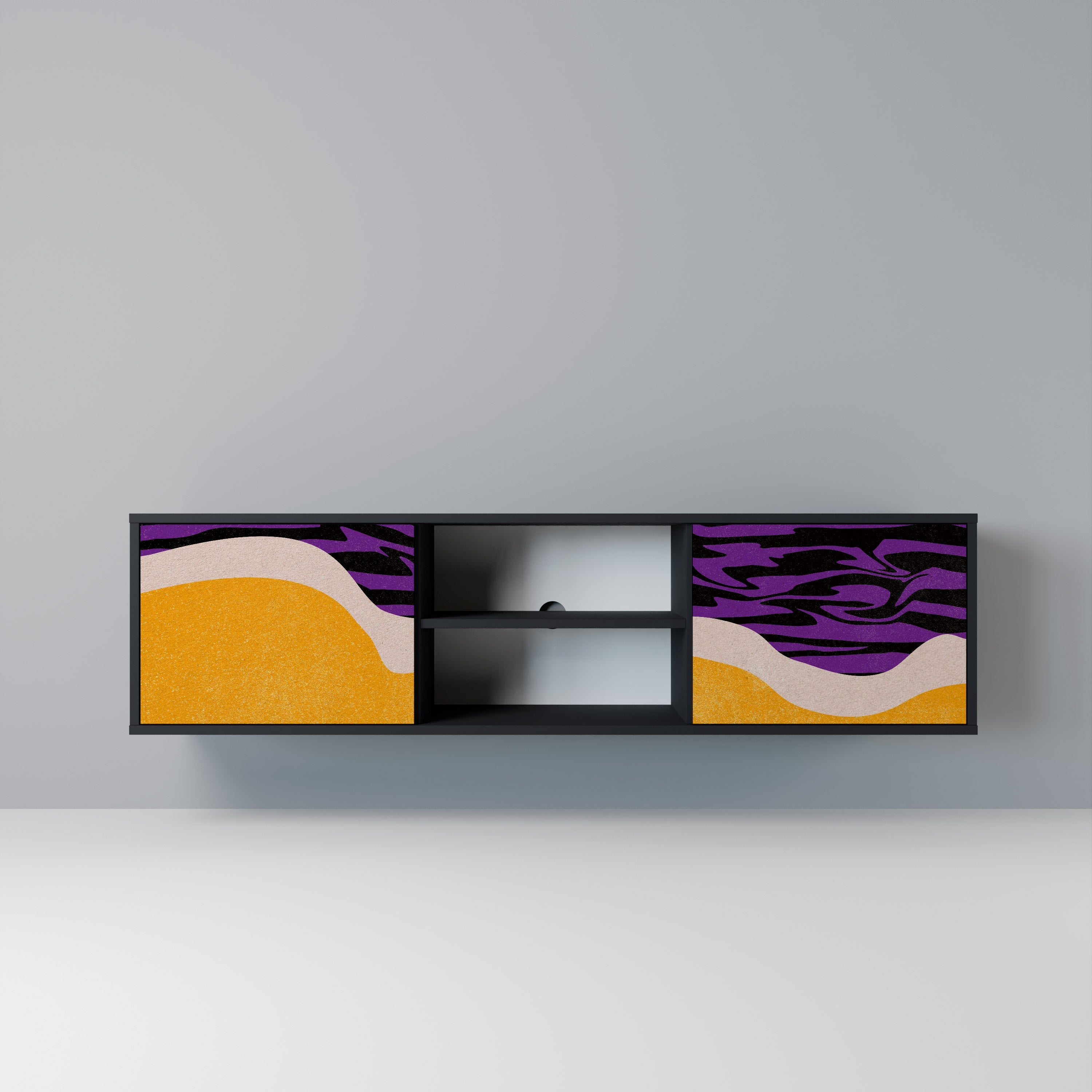 INDEPENDENT BORDER TV-Lowboard mit 2 Türen in Schwarz