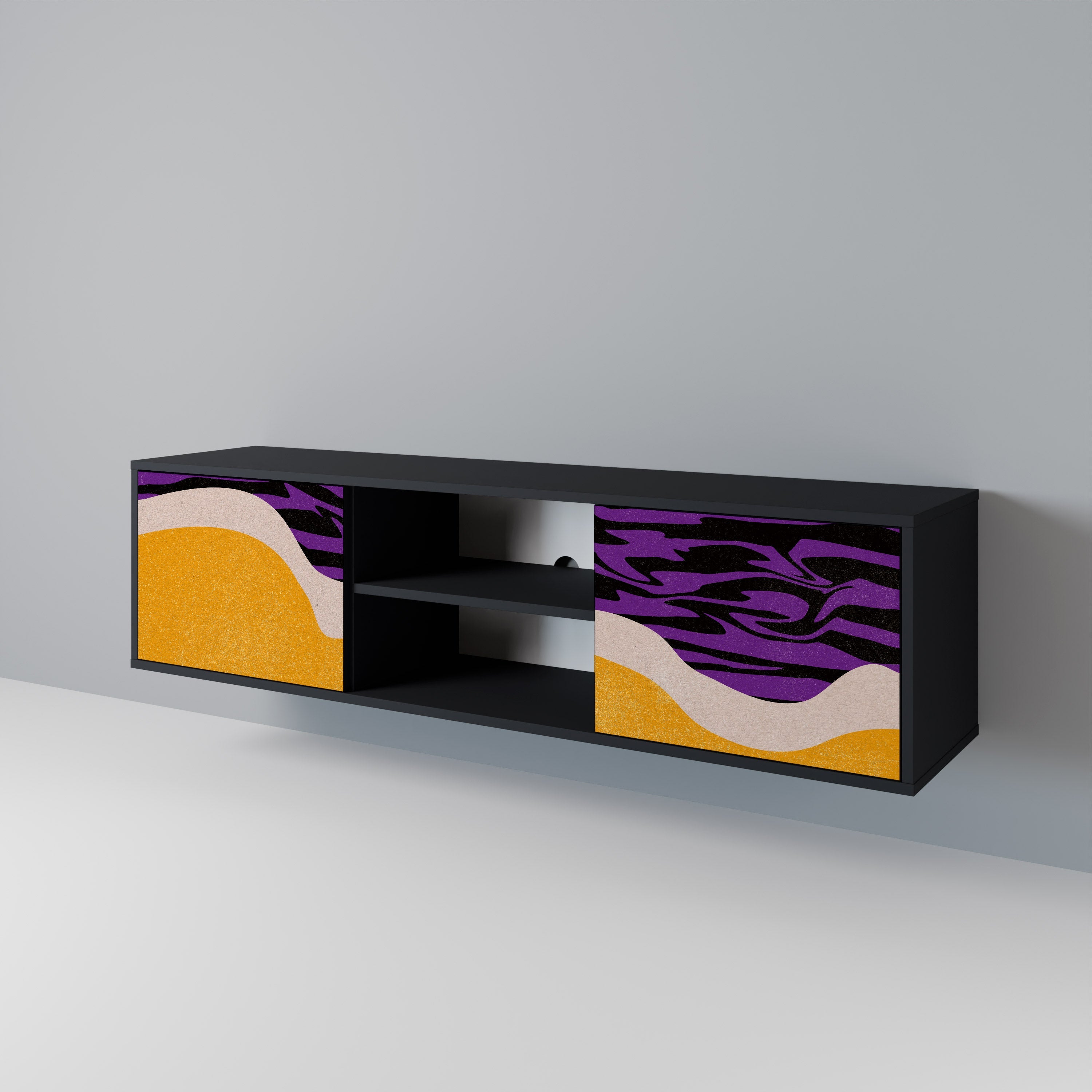 INDEPENDENT BORDER TV-Lowboard mit 2 Türen in Schwarz