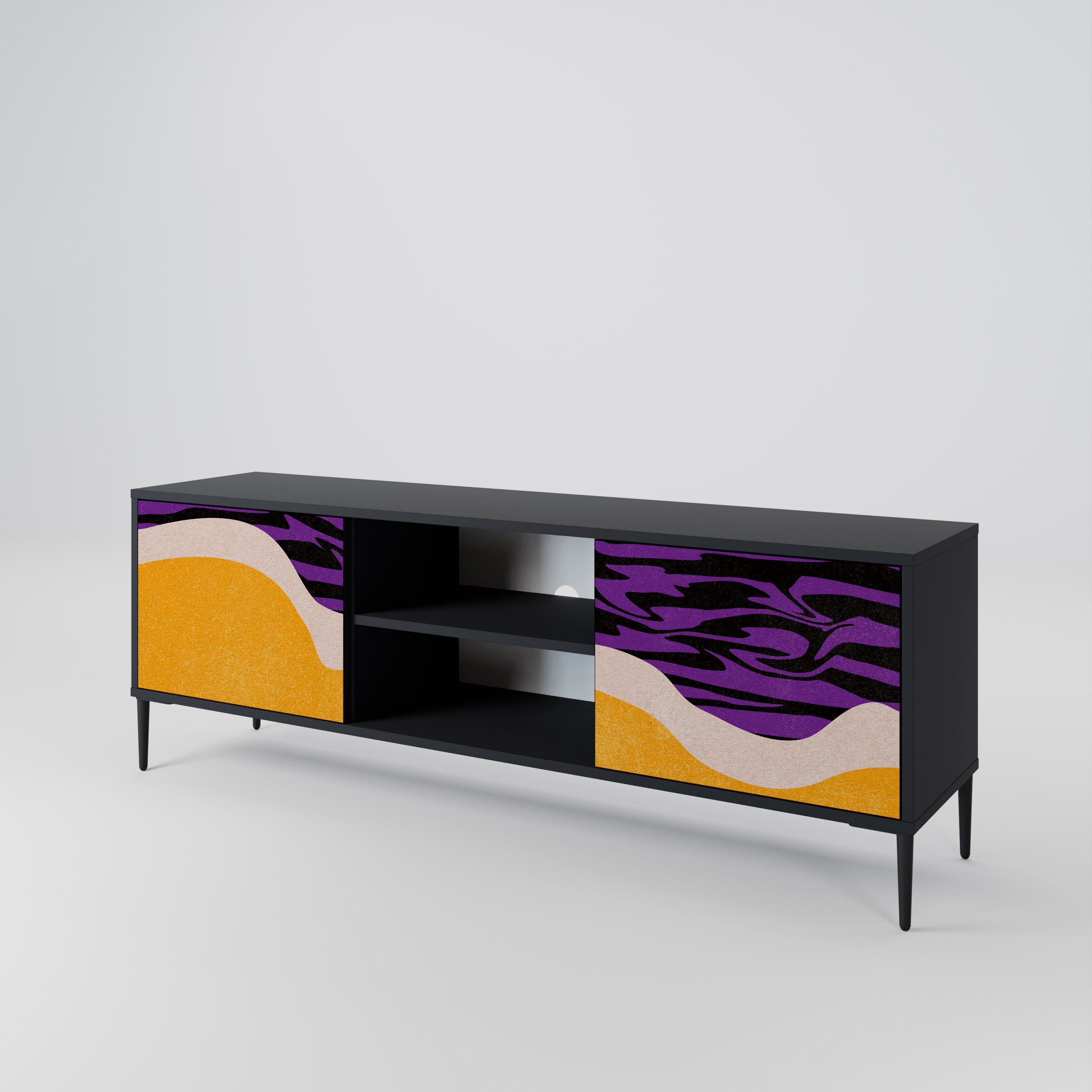 INDEPENDENT BORDER TV-Lowboard mit 2 Türen in Schwarz